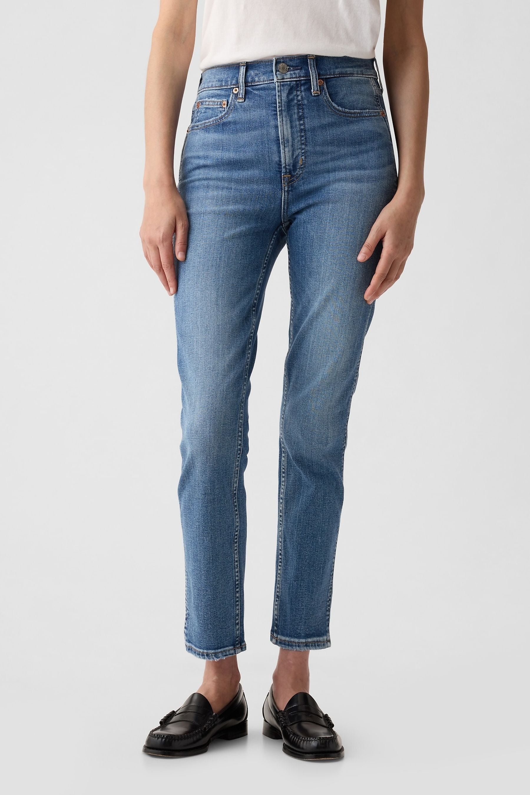 Buy Gap Mid Blue Vintage Slim Stretch High Waisted Jeans from the Next ...