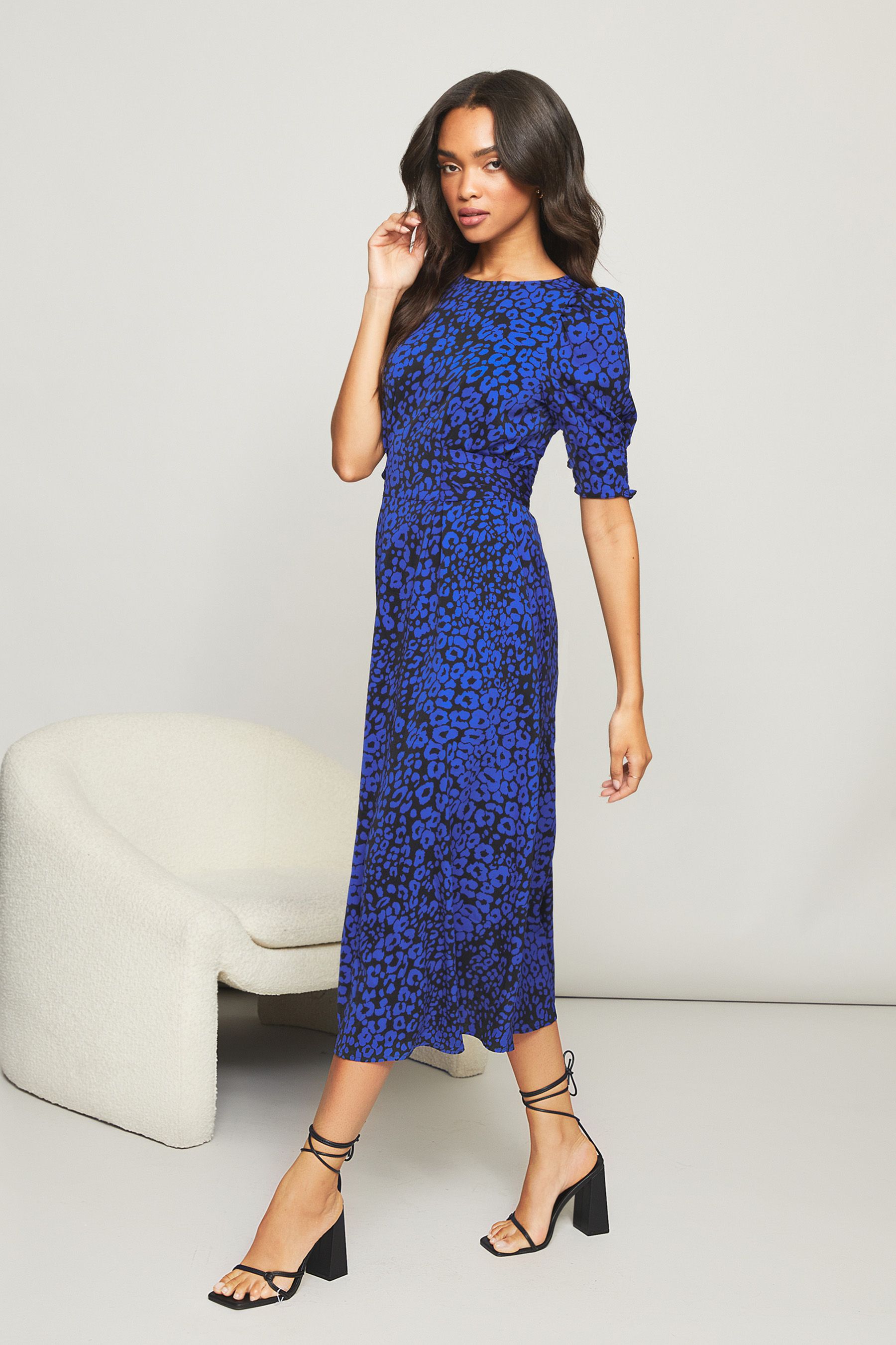 Buy Lipsy Puff Sleeve Tie Waist Summer Midi Dress from Next Ireland