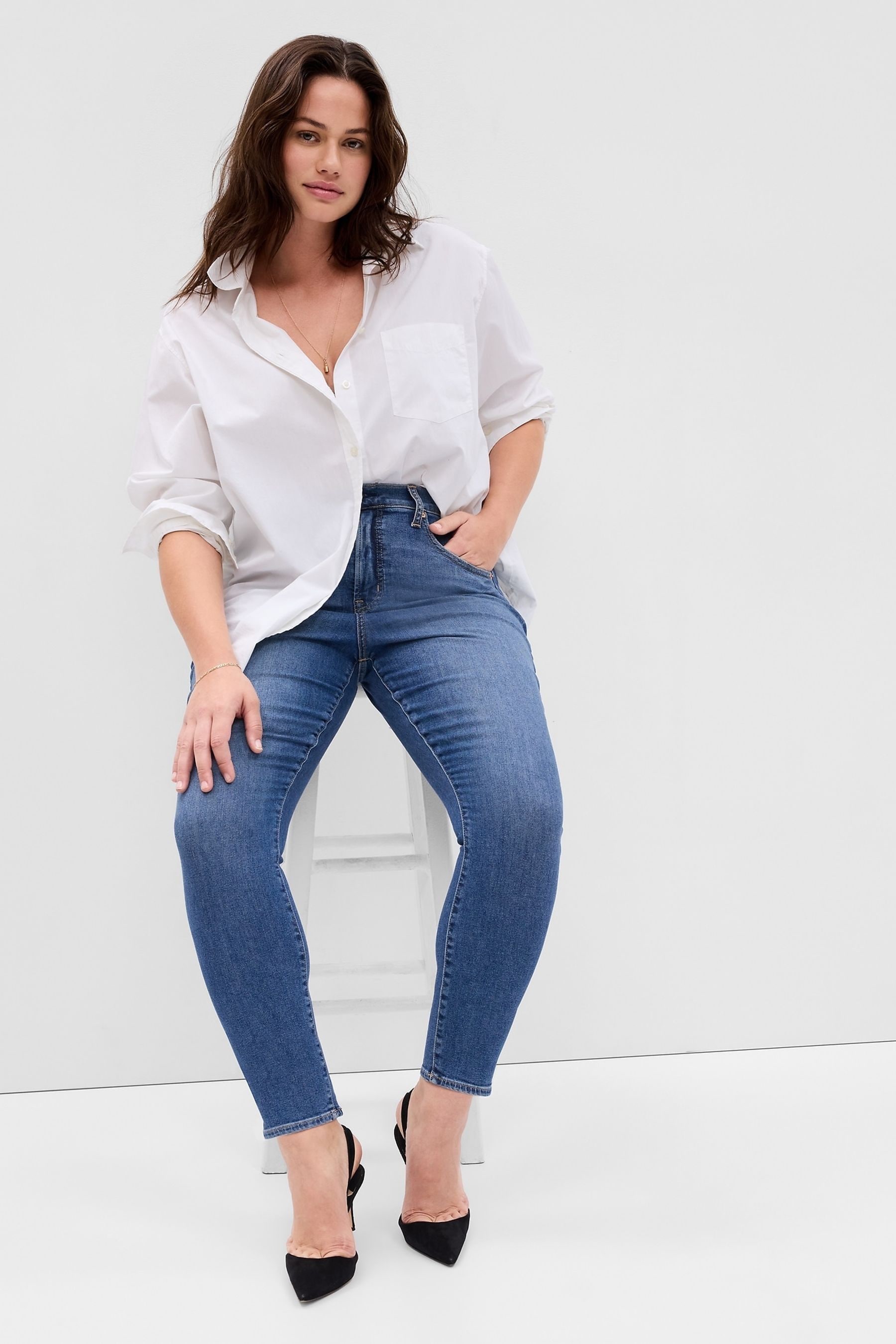 Buy Gap Mid Wash Blue High Waisted True Skinny Jeans from the Next UK ...