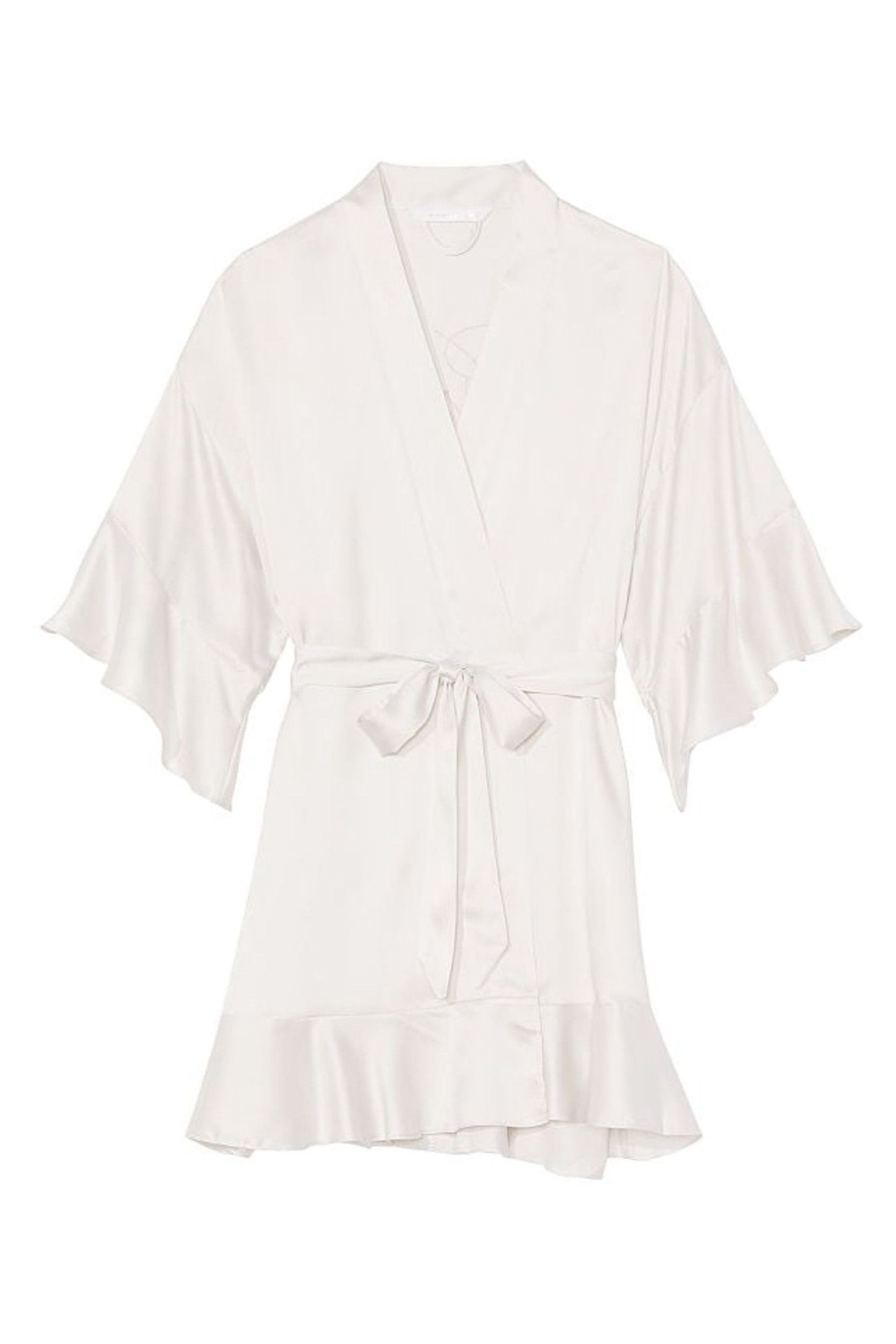 Buy Victoria's Secret Coconut White Flounce Satin Robe from the Next UK ...