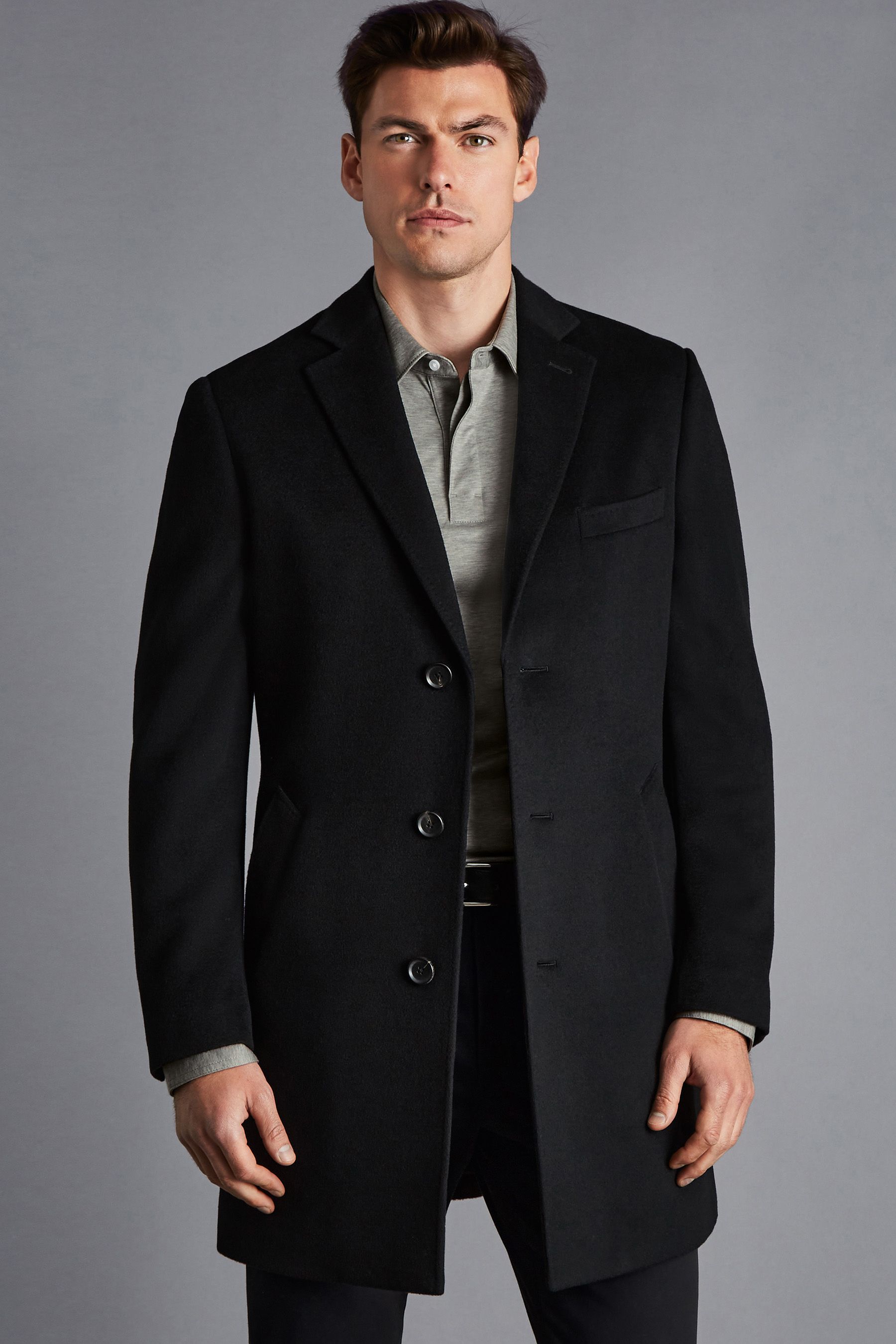 Buy Charles Tyrwhitt Black Pure Wool Overcoat from the Next UK online shop