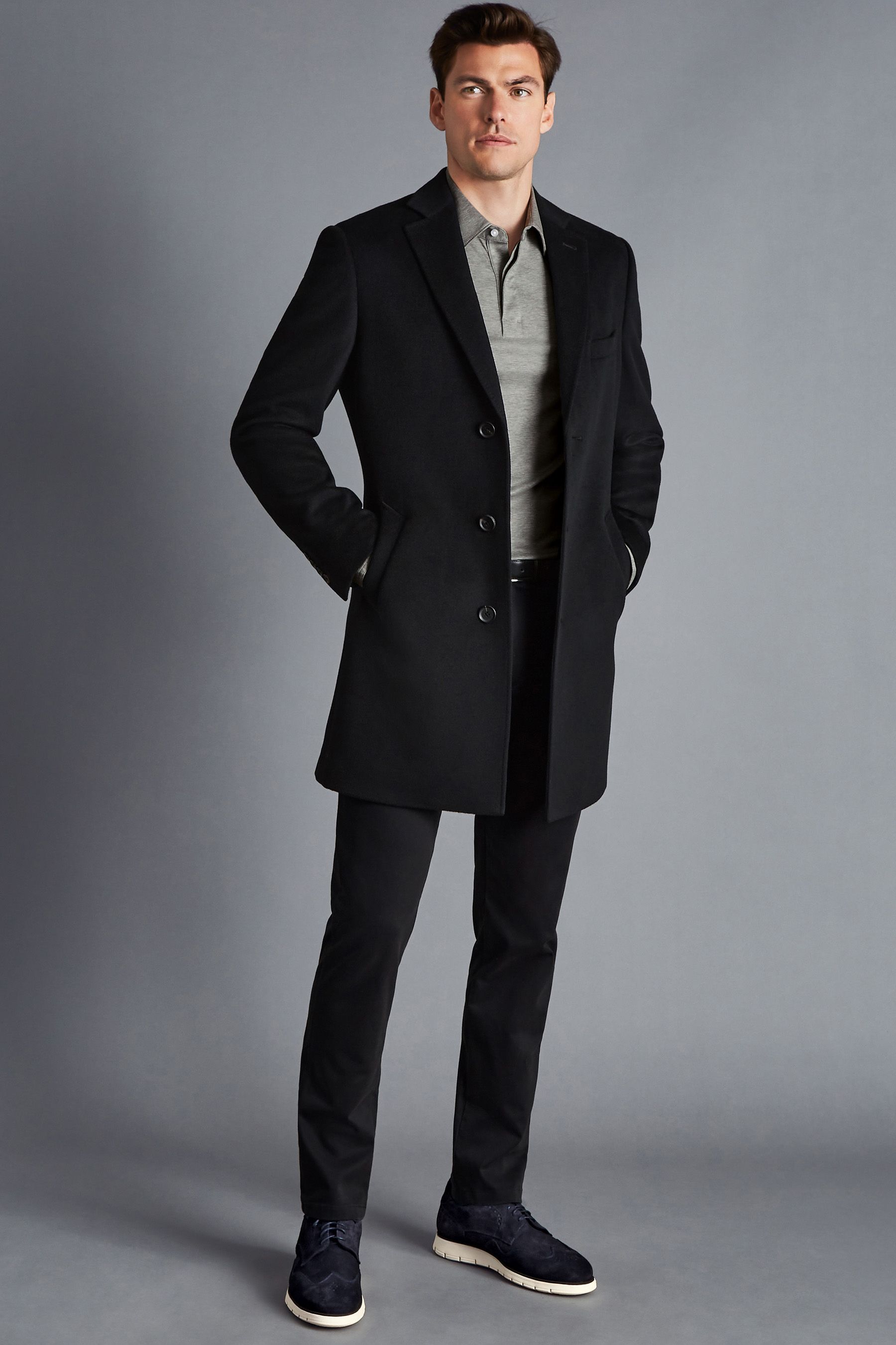 Buy Charles Tyrwhitt Black Pure Wool Overcoat from the Next UK online shop