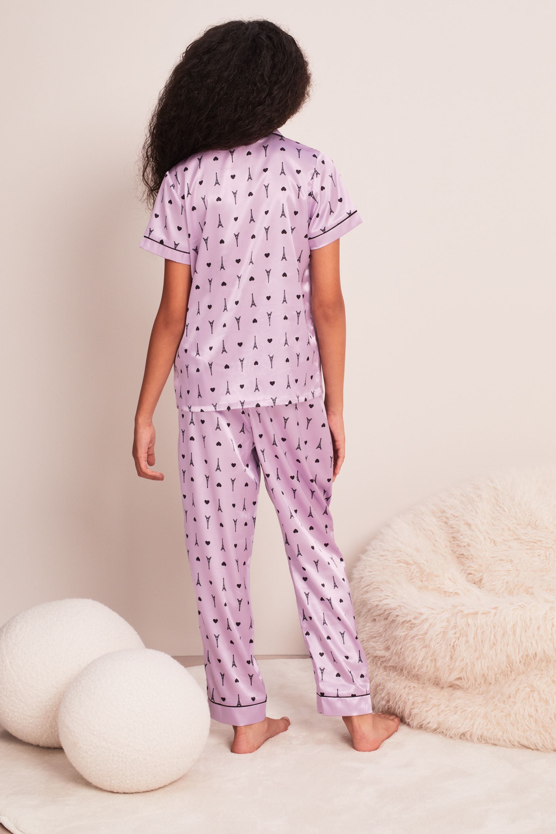 Buy Lipsy Purple Satin Shirt And Long Leg Pyjamas from the Next UK ...