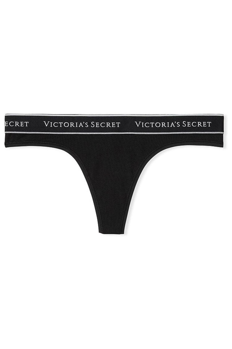 Victoria's Secret Black with Black Band Thong Knickers - Image 1 of 1