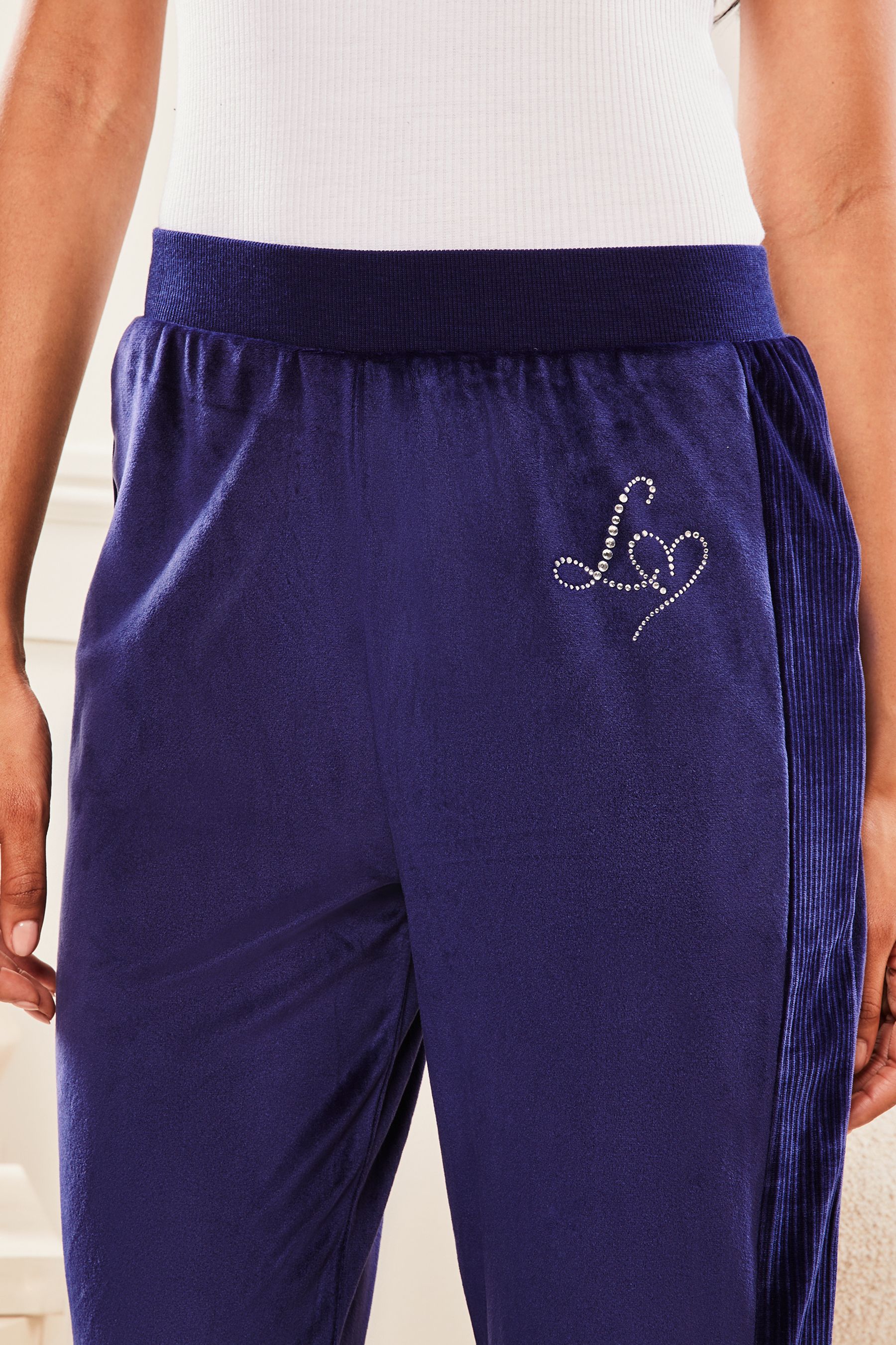 Buy Lipsy Navy Blue Velour Jogger Trousers from the Next UK online shop