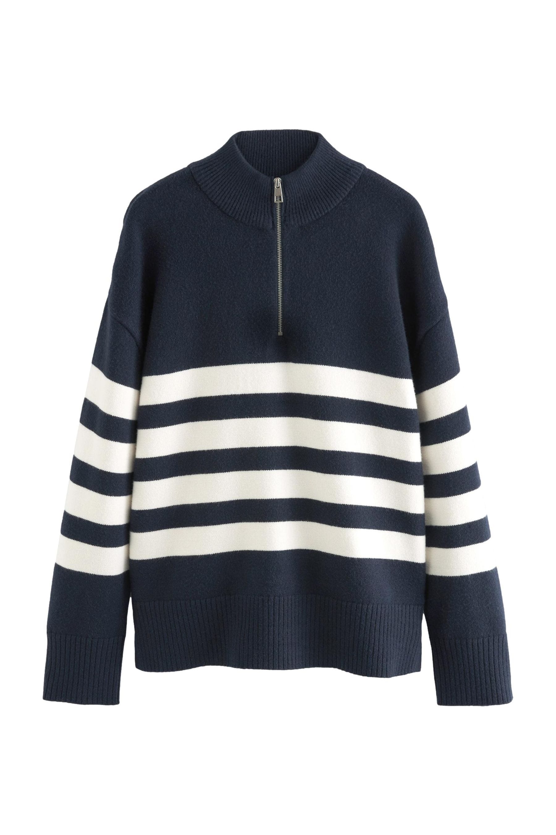 Buy Navy Blue Stripe Half Zip Knit Stripe Jumper from Next Luxembourg