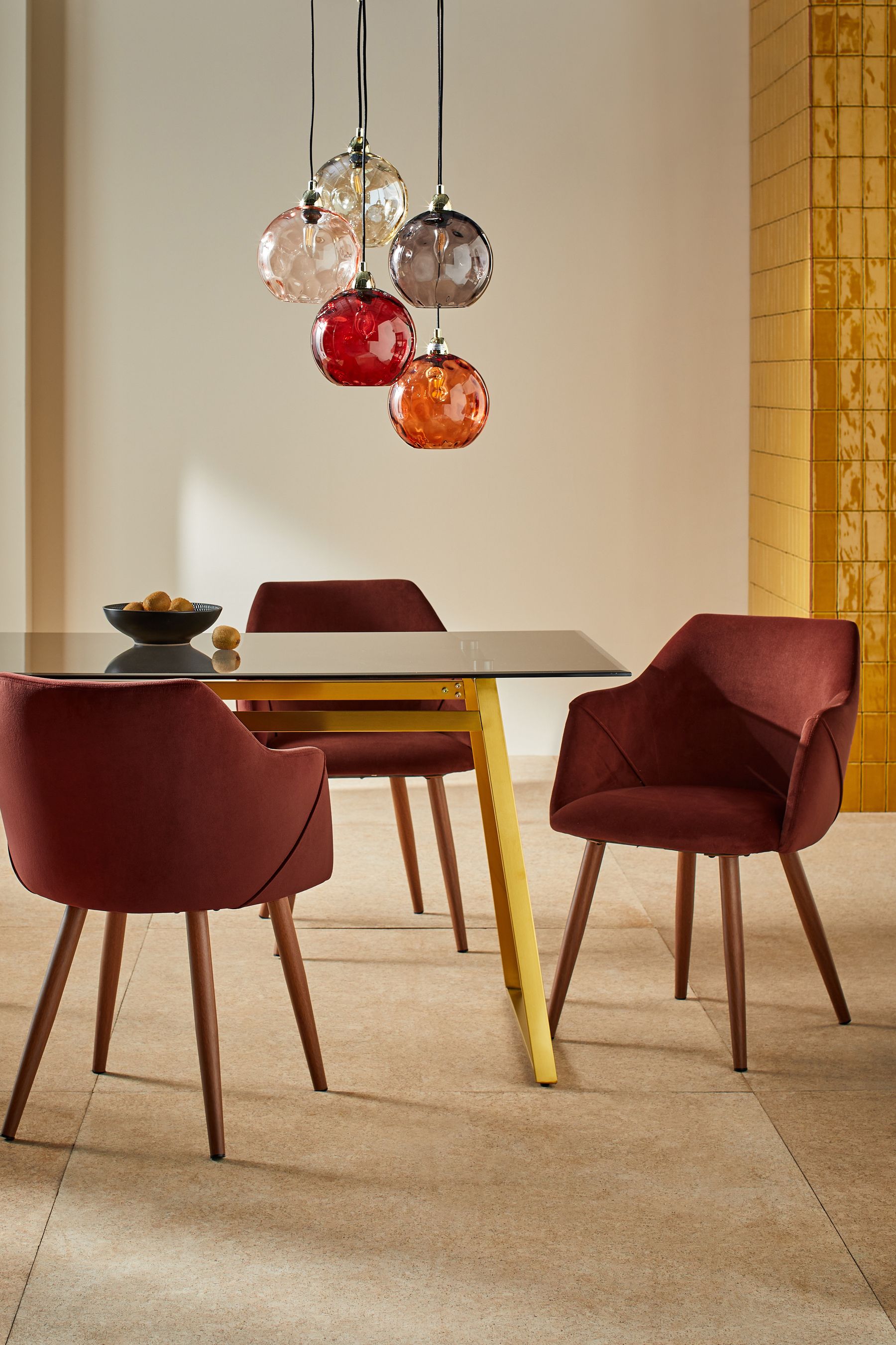 Buy Set of 2 Rust Red and Walnut Legs Lule Arm Dining Chairs