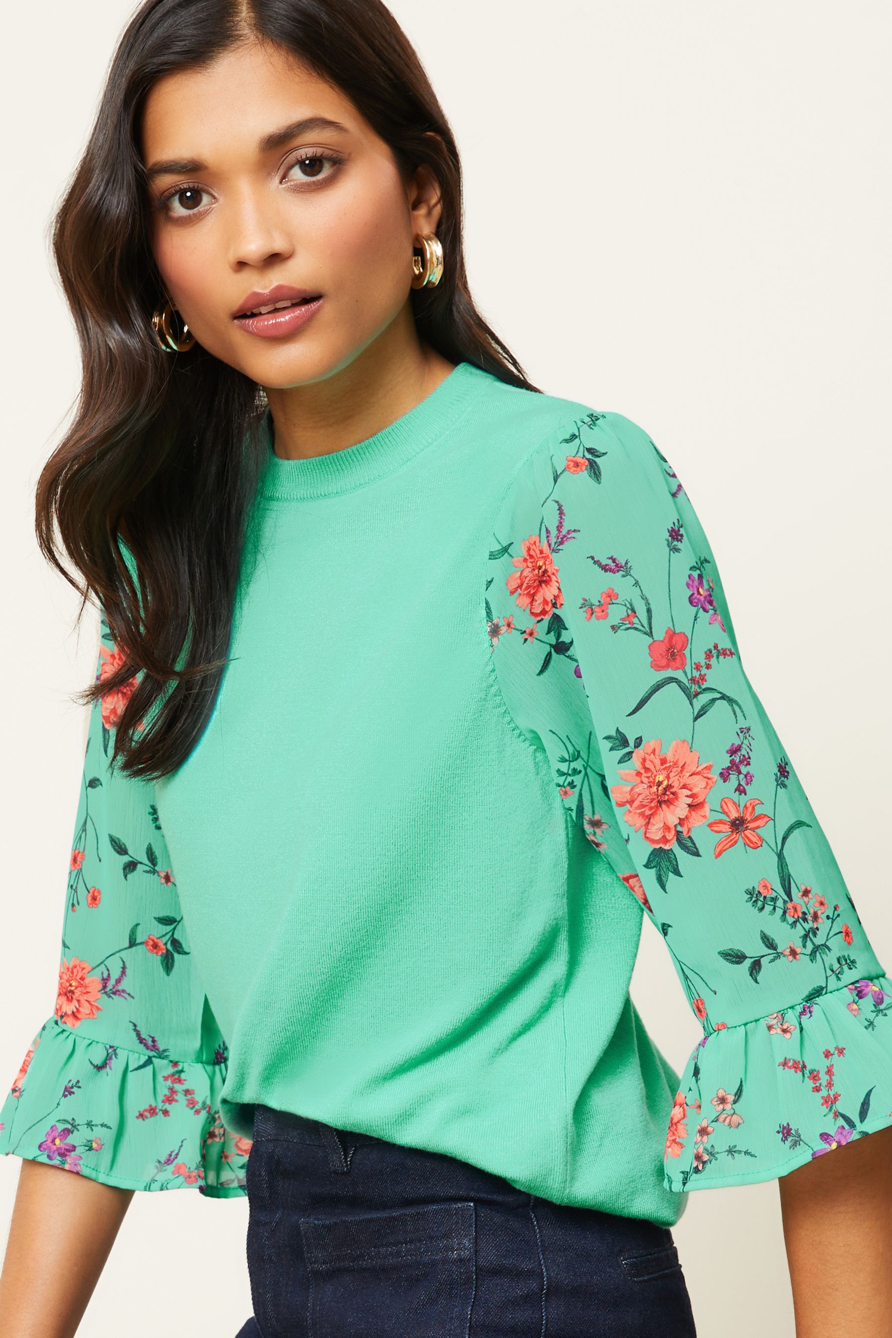 Buy Love & Roses Flute Sleeve Knitted Jumper من Next السعودية