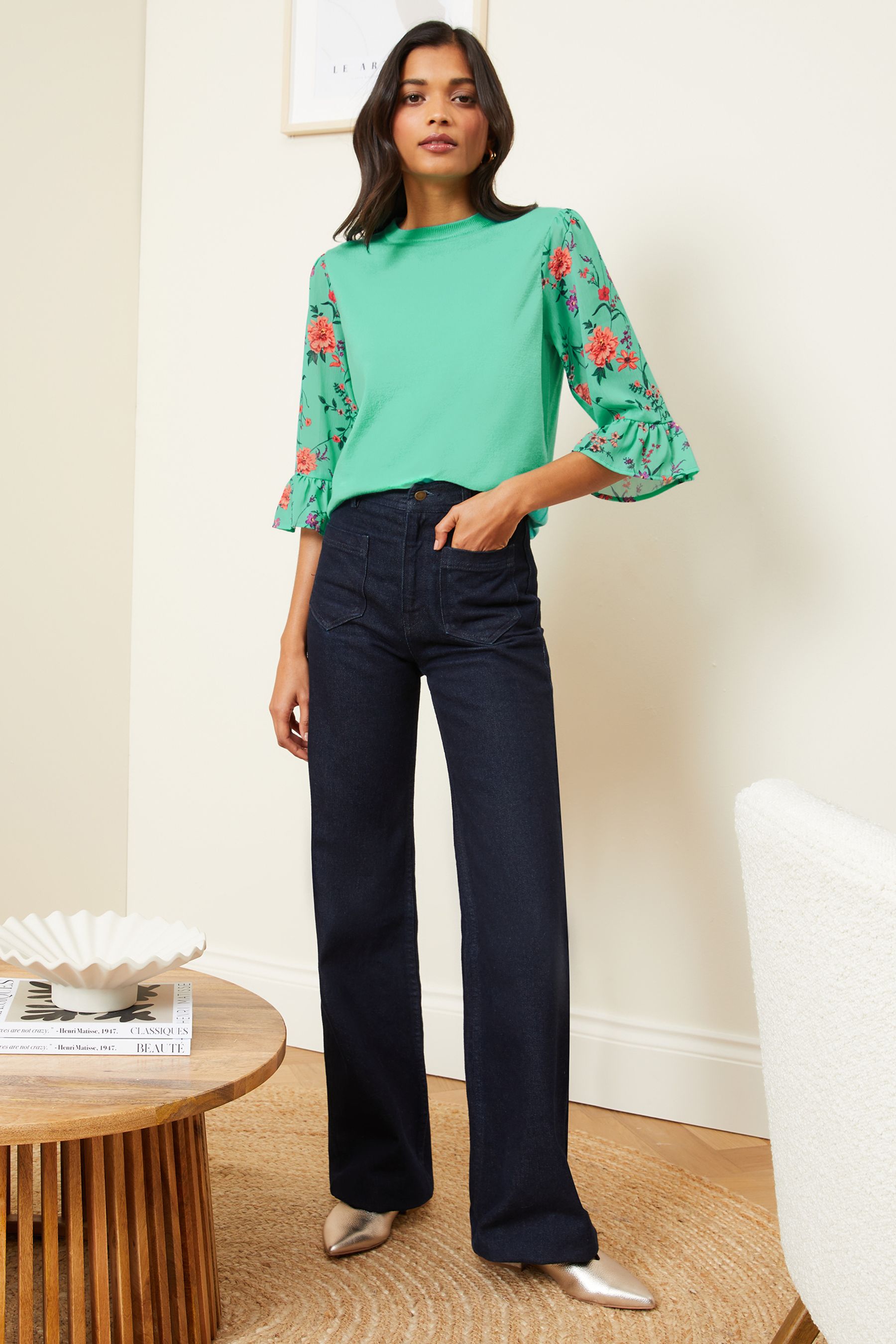 Buy Love & Roses Flute Sleeve Knitted Jumper من Next السعودية