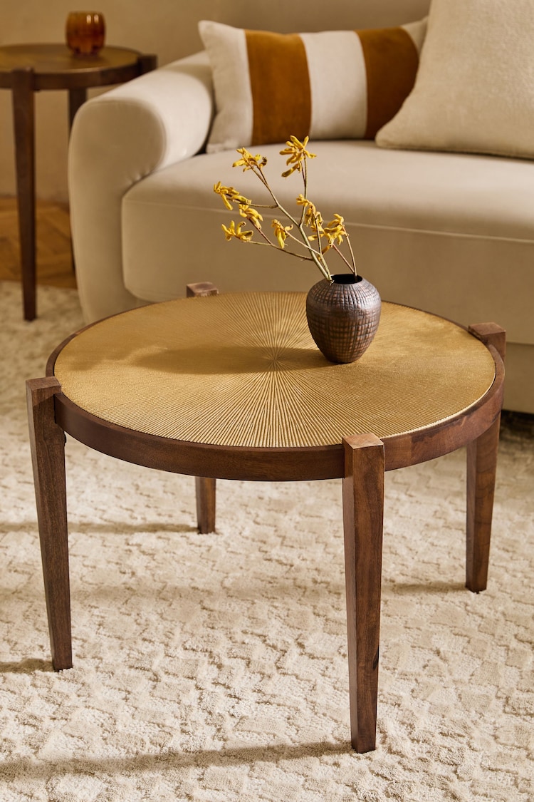 Dark Mango Wood and Brass Coffee Table - Image 1 of 1