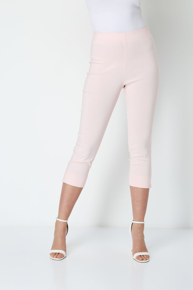 Roman Blush Pink Cropped Stretch Capri Trousers - Image 1 of 1