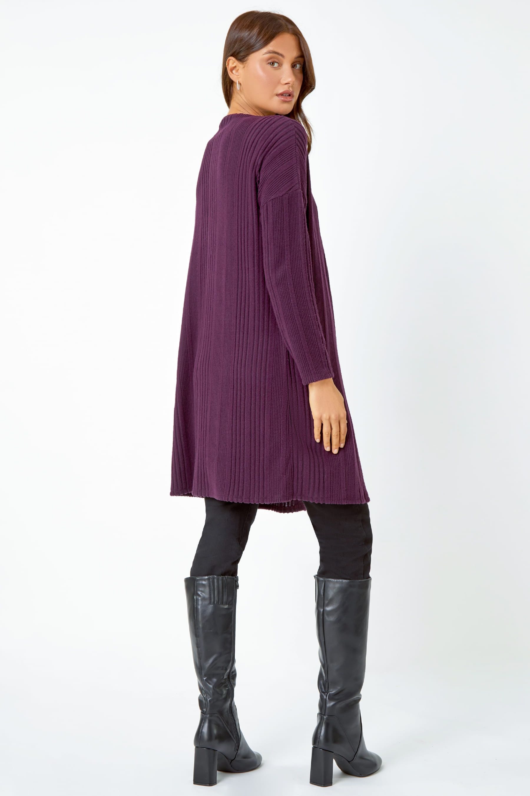 Buy Roman Purple Ribbed Longline Stretch Cardigan From The Next Uk 