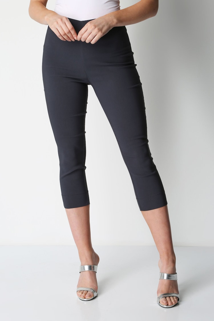 Roman Grey Chrome Cropped Stretch Capri Trousers - Image 1 of 1