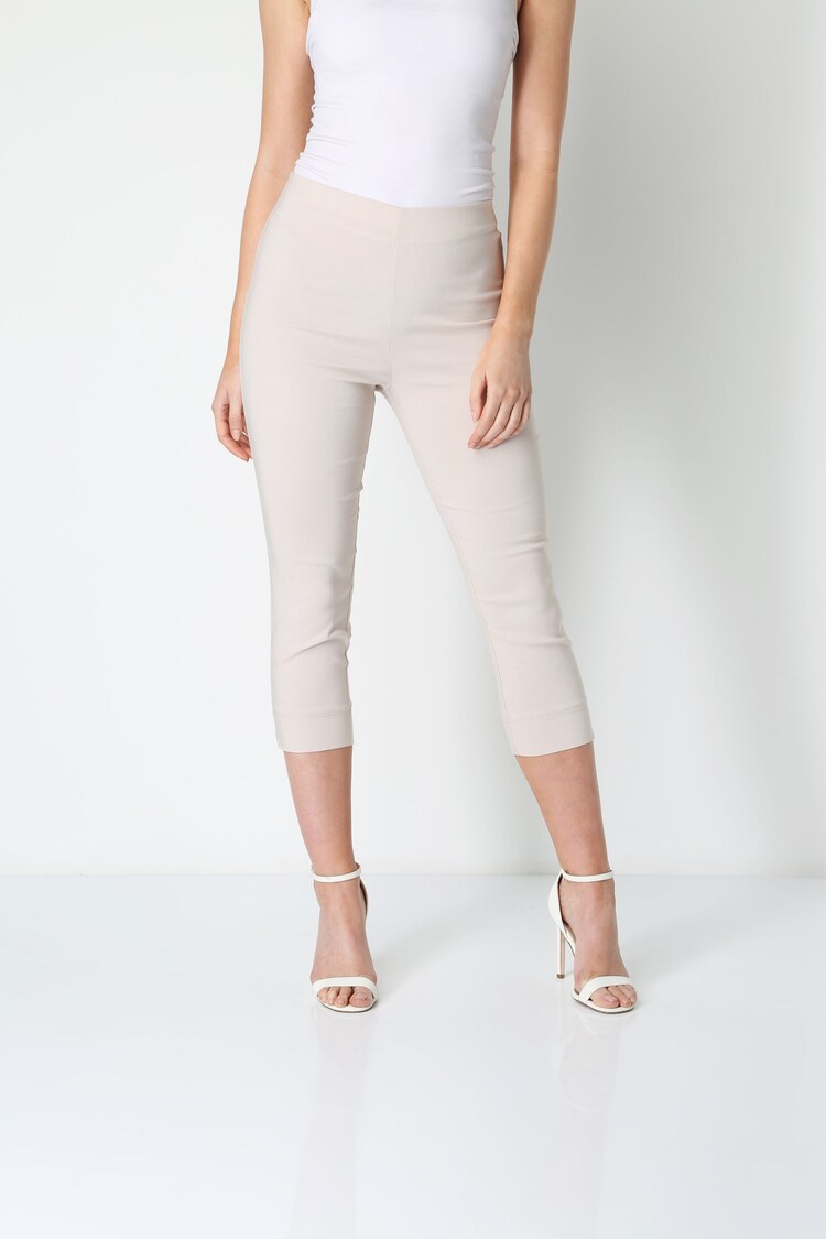 Roman Cream Cropped Stretch Capri Trousers - Image 1 of 1