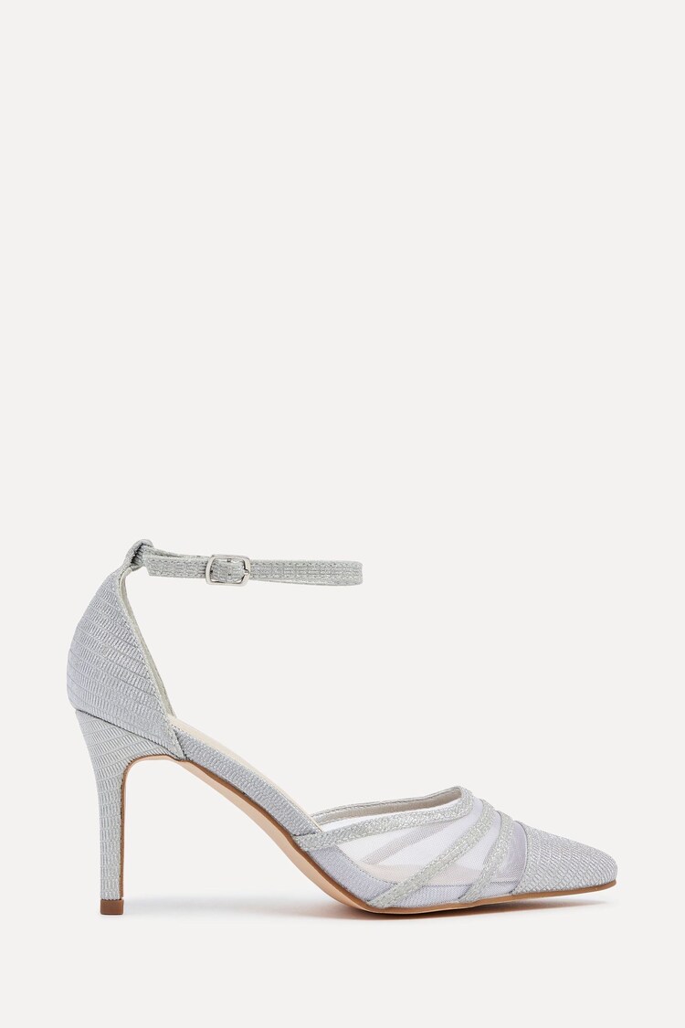 Linzi Silver Serri Court Stiletto Heels With Mesh Front Detail - Image 1 of 1