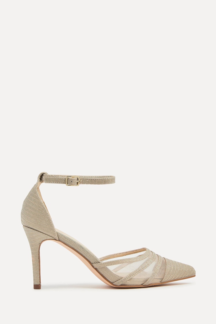 Linzi Gold Serri Court Stiletto Heels With Mesh Front Detail - Image 1 of 1