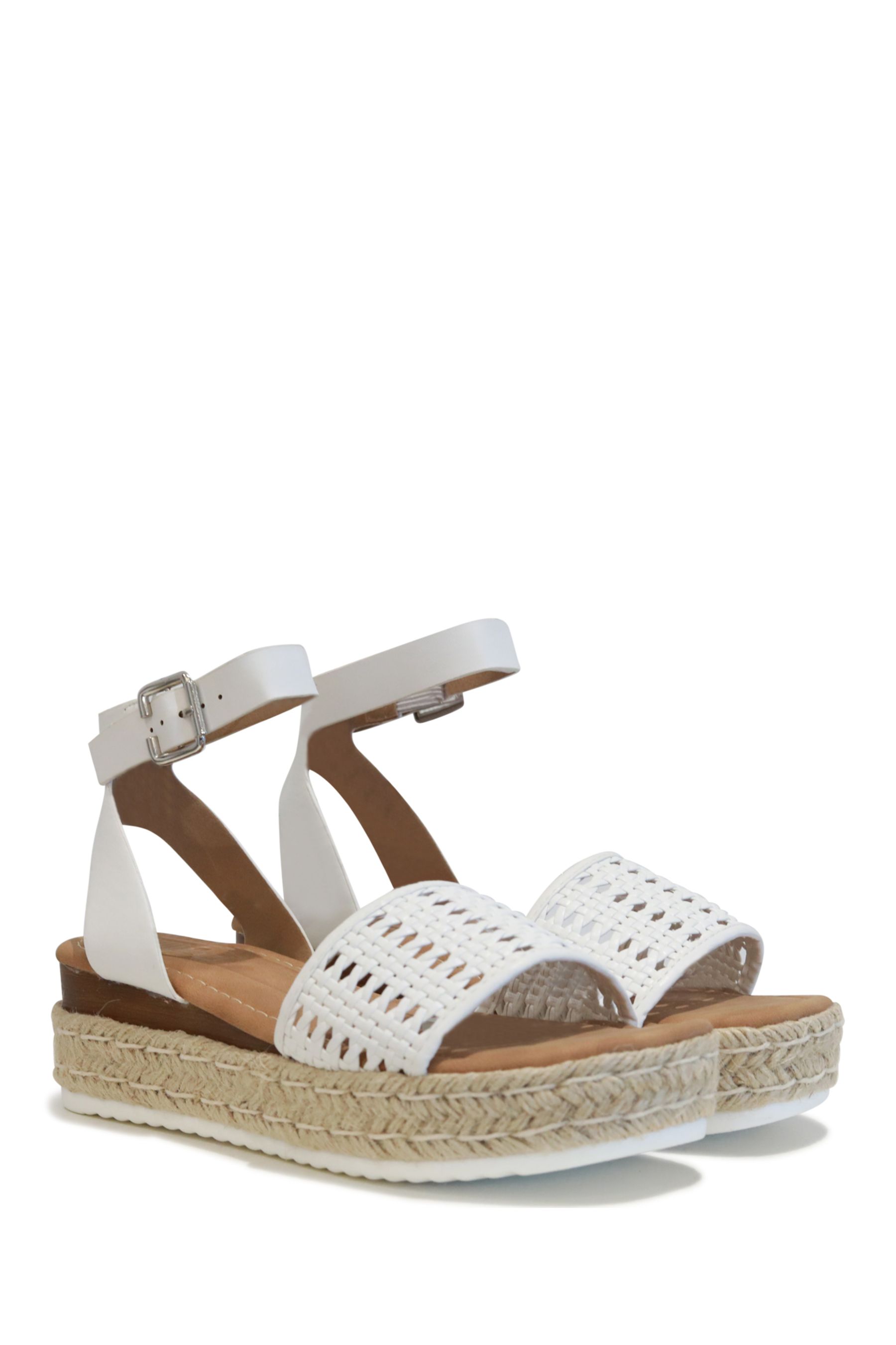 Buy Linzi White Rian Two Part Espadrille Inspired Platform Wedges from ...