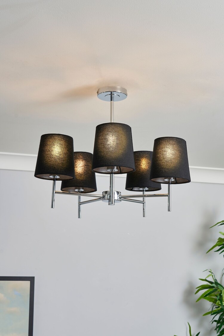 BHS Black/Chrome Mira 5 Light Semi Flush Ceiling Light - Image 1 of 1