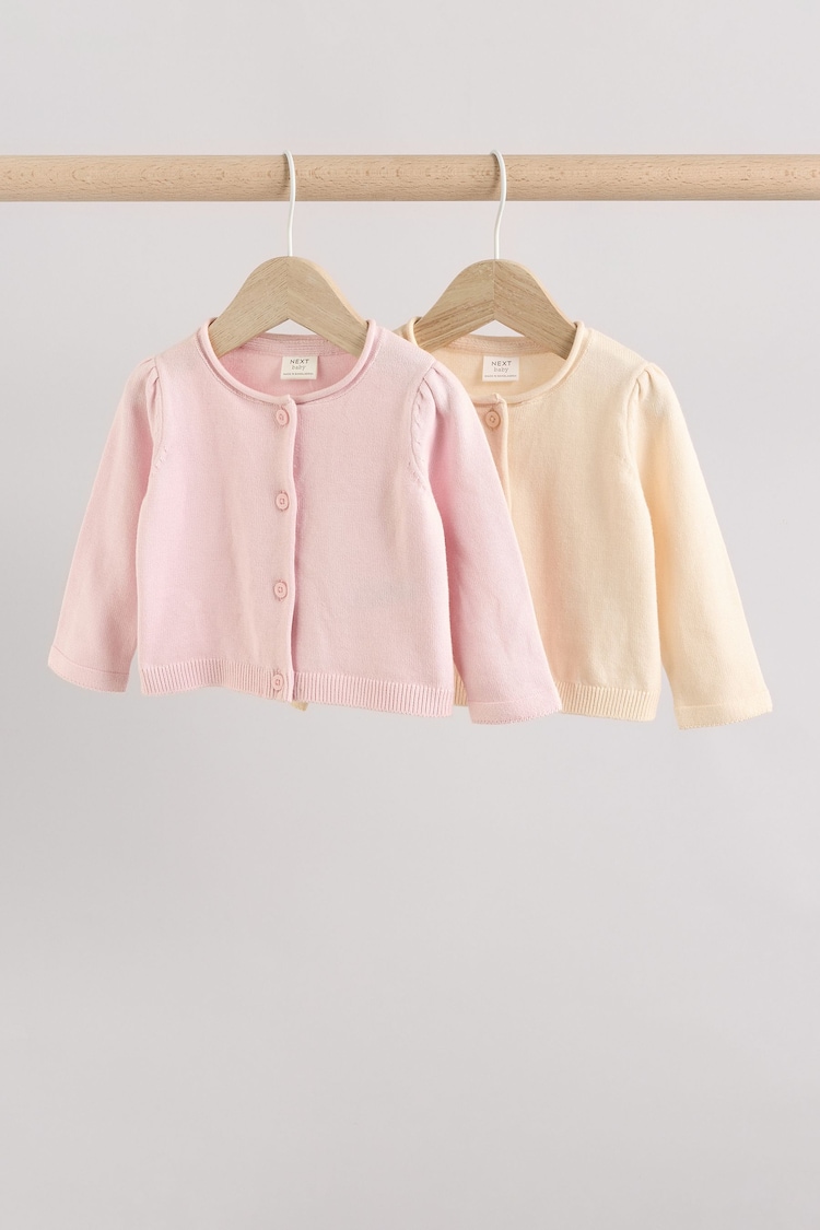 Pink/Neutral 100% Cotton Cardigans 2 Pack (0mths-3yrs) - Image 1 of 1