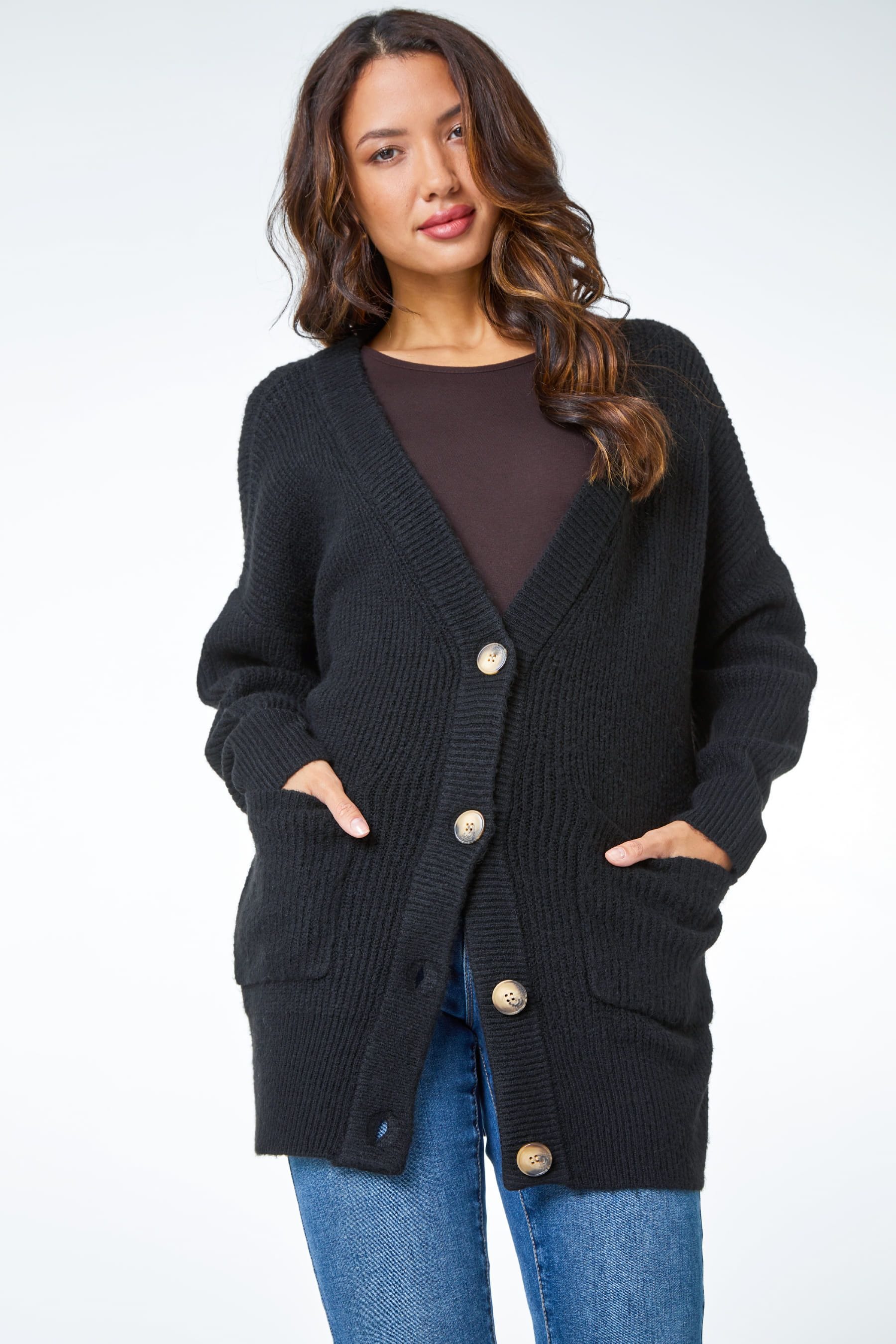 Buy Roman Black Relaxed Longline Cardigan from the Next UK online shop