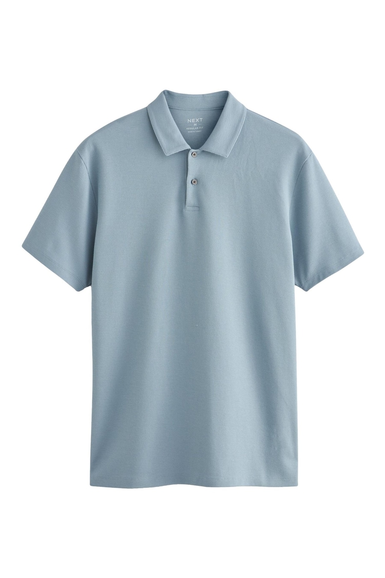 Light Blue Textured Short Sleeve Polo Shirt - Image 1 of 1