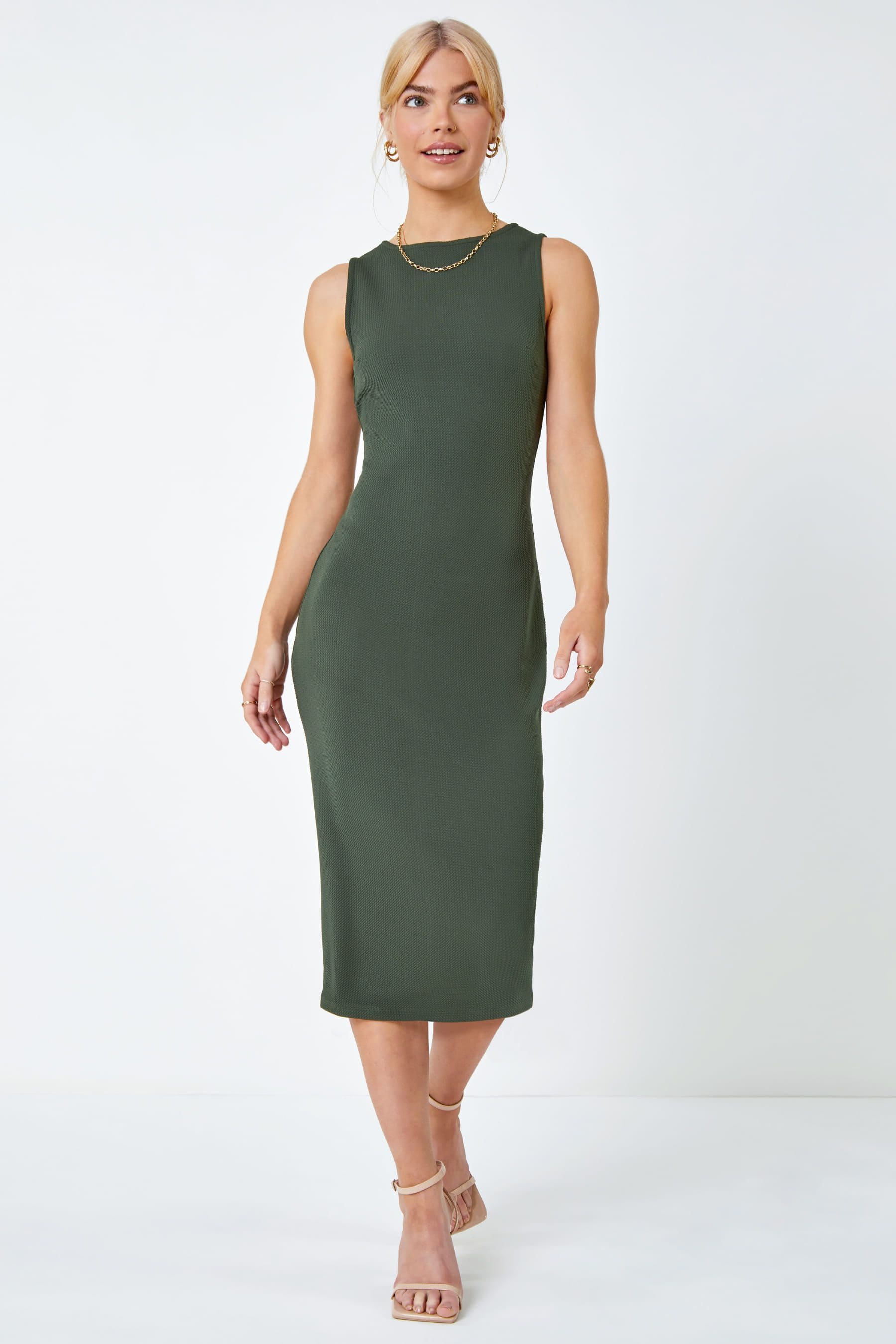 Buy Dusk Green Sleeveless Midi Stretch Dress from the Next UK online shop