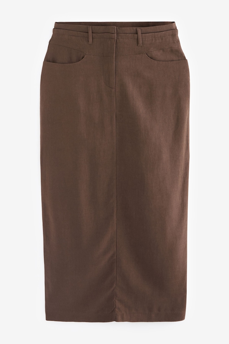 Brown Linen Blend Maxi Skirt - Image 1 of 1