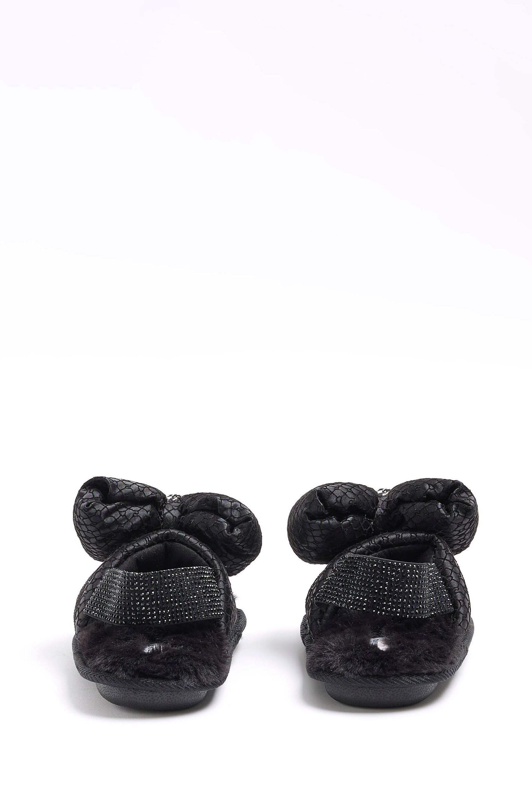 Buy River Island Black Girls Faux Fur Pearl Diamonte Slippers from the