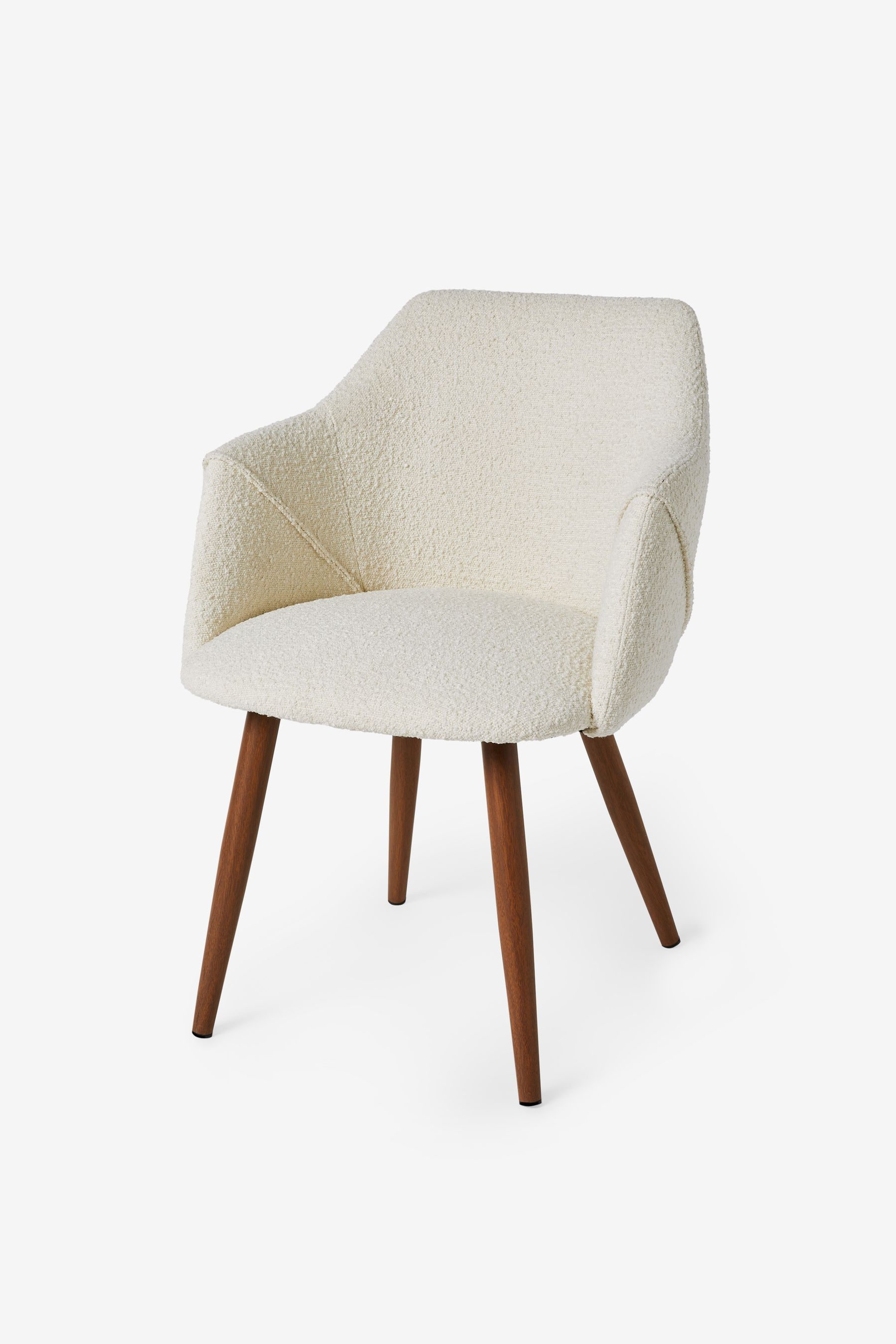 Buy Set of 2 White Boucle and Walnut Legs Lule Arm Dining