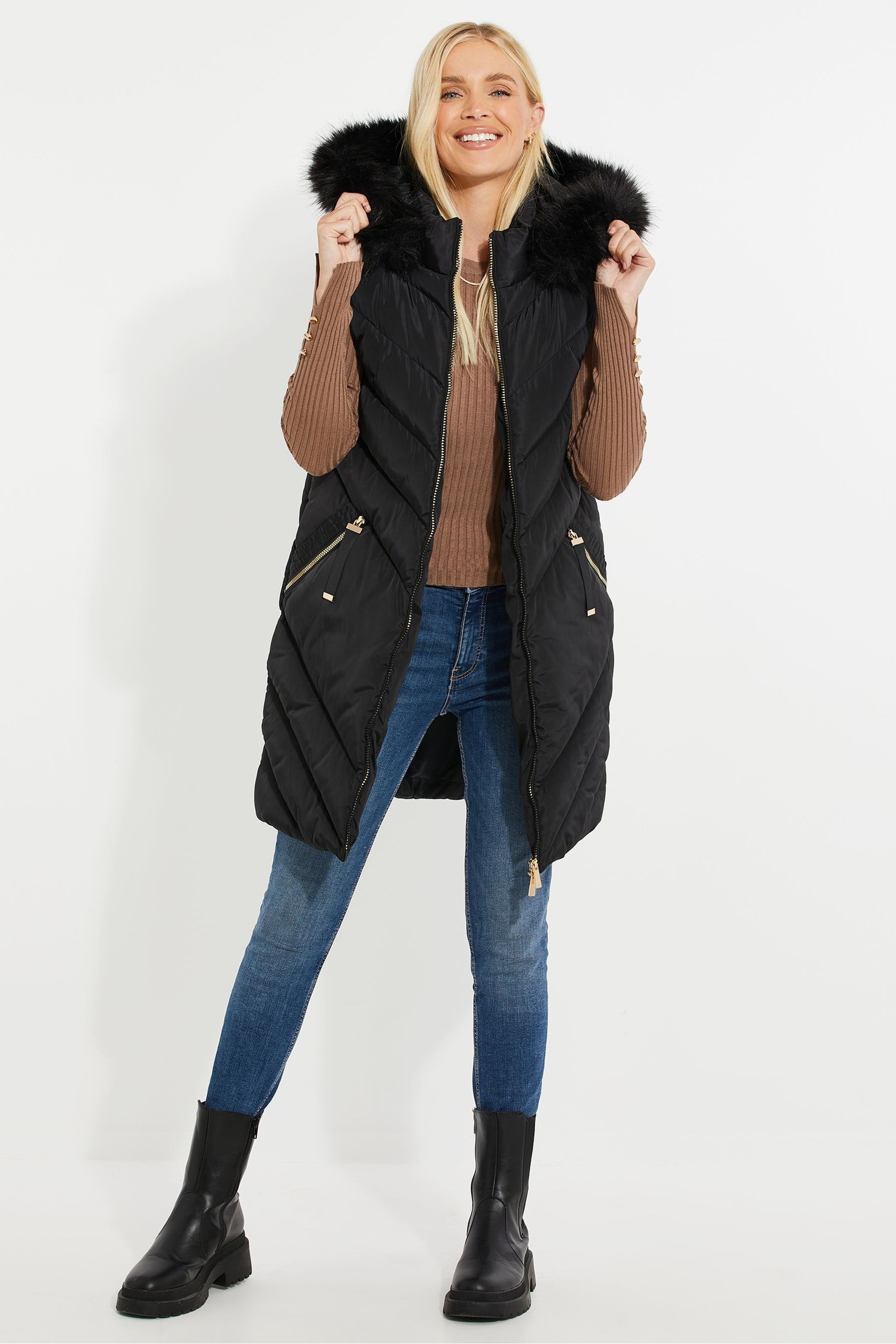 Buy Threadbare Longline Padded Gilet from Next Malta