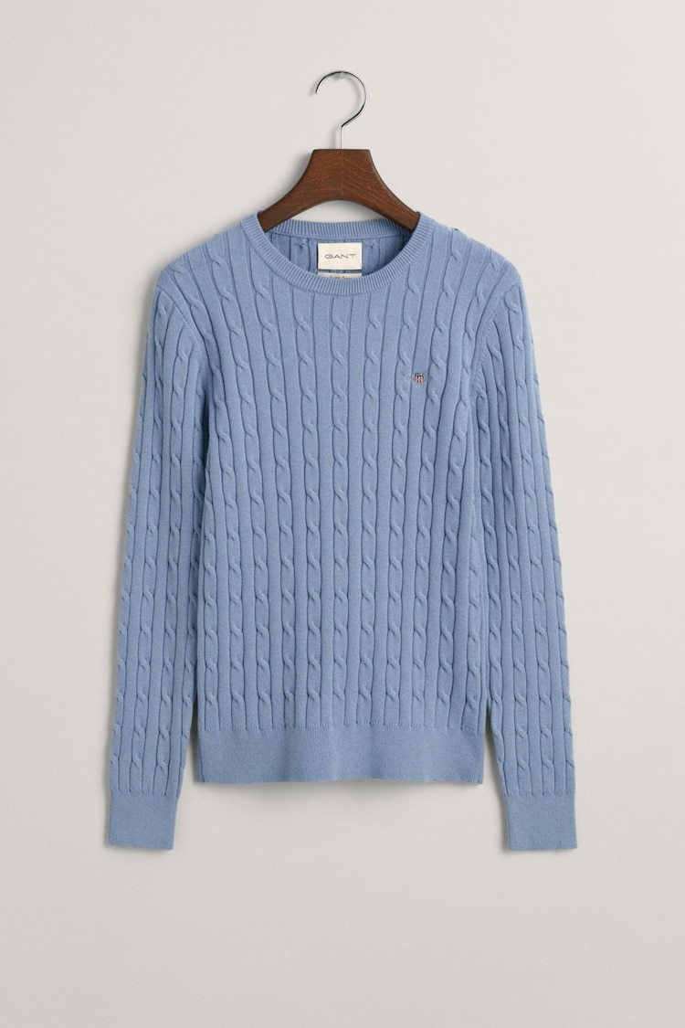 GANT Blue Stretch Cotton Cable Knit Jumper - Image 1 of 1