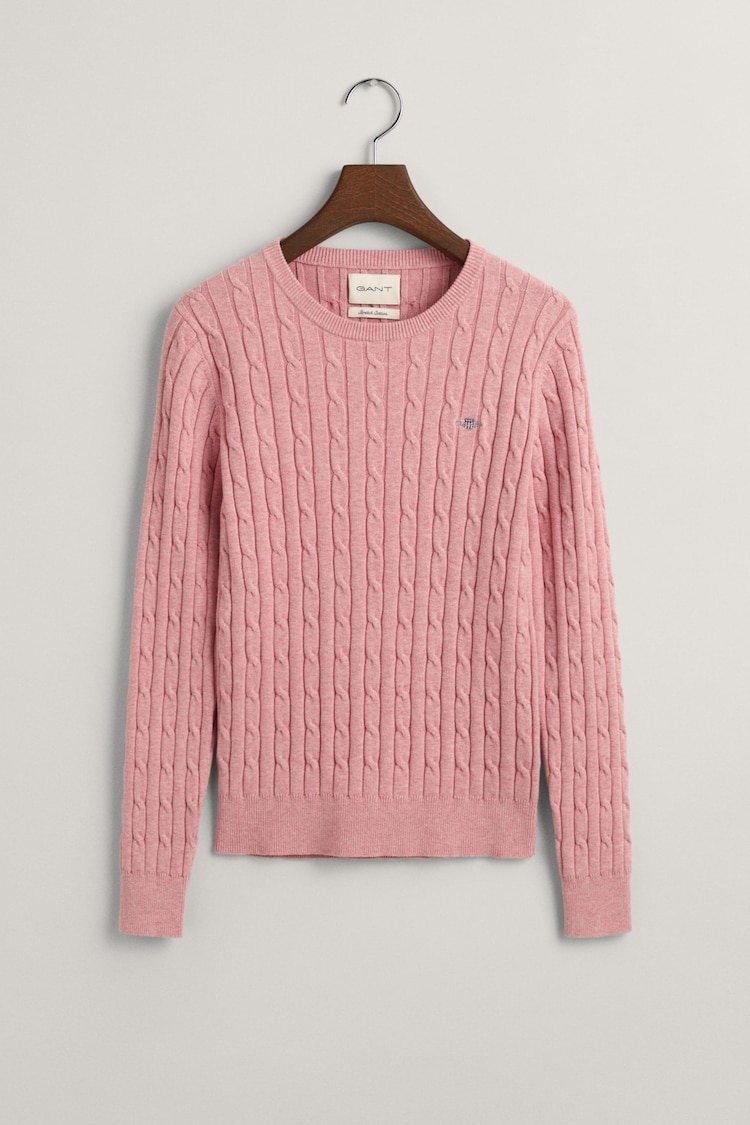 GANT Pink Stretch Cotton Cable Knit Jumper - Image 1 of 1