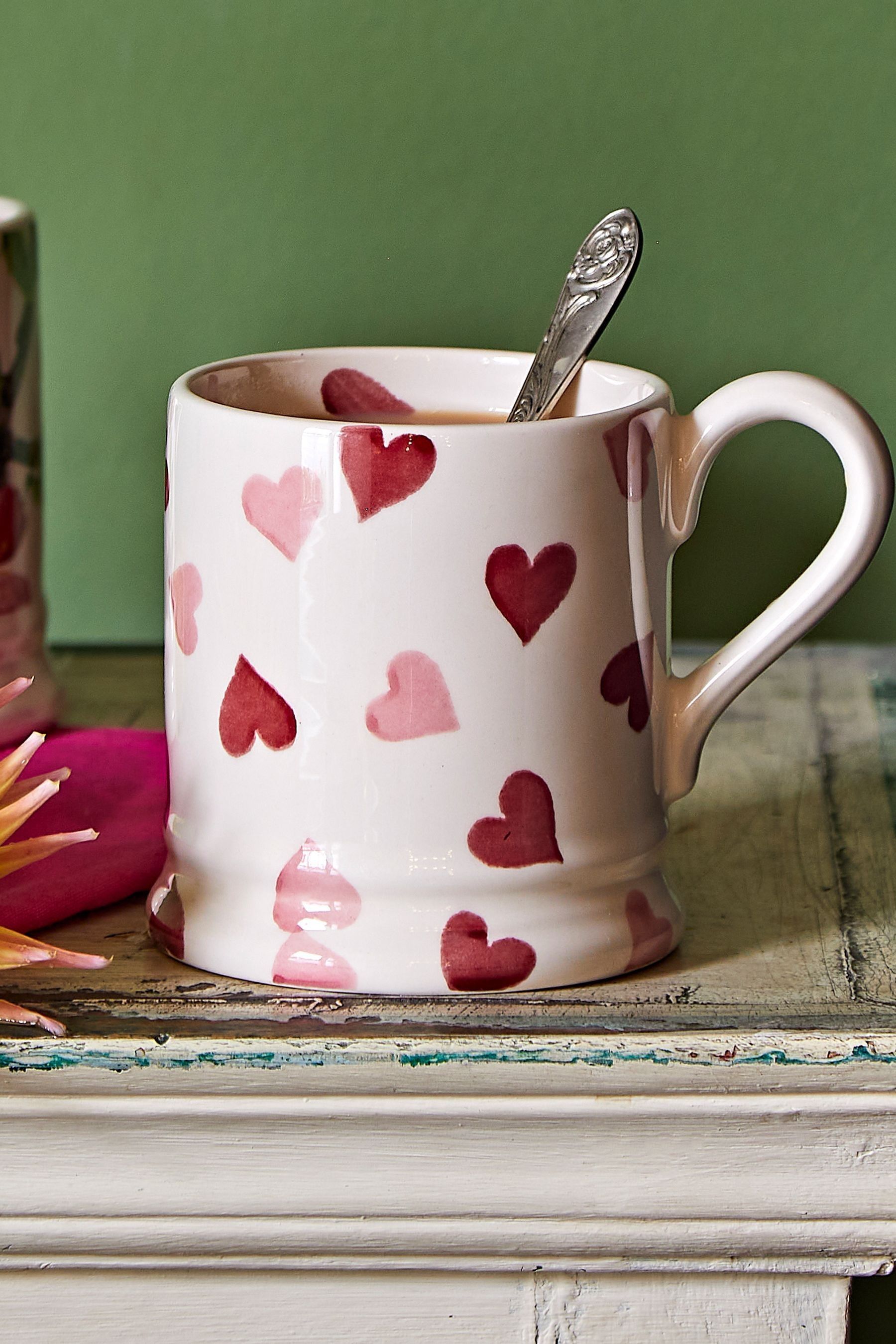 Buy Emma Bridgewater Cream Pink Hearts 1/2 Pint Mug from the Next UK