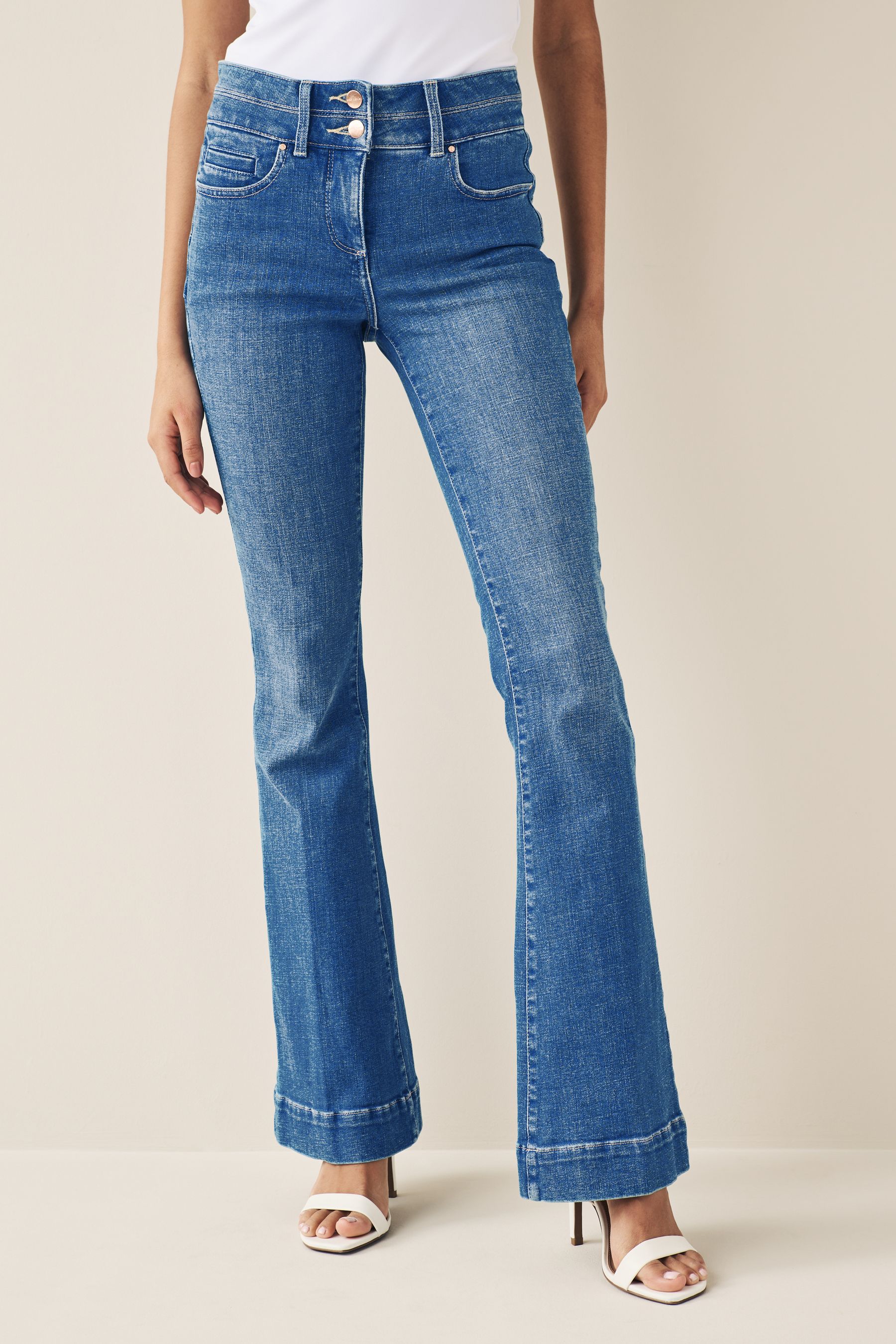 Buy Dark Blue Lift Slim And Shape Flare Jeans from the Next UK online shop