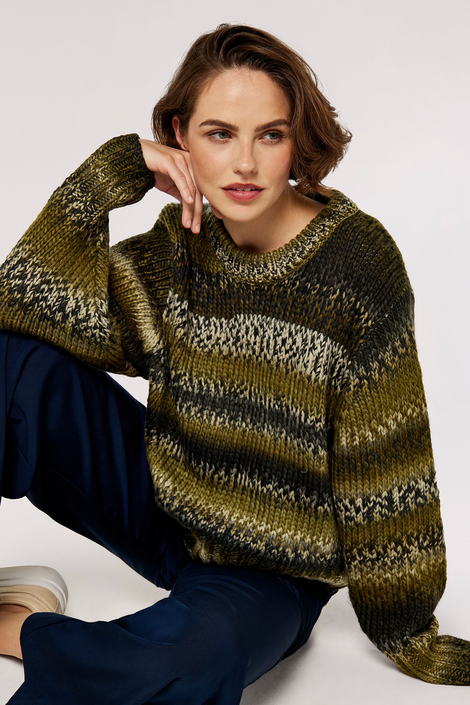 Buy Apricot Green Chunky Knit Multi Colour Jumper from the Next UK