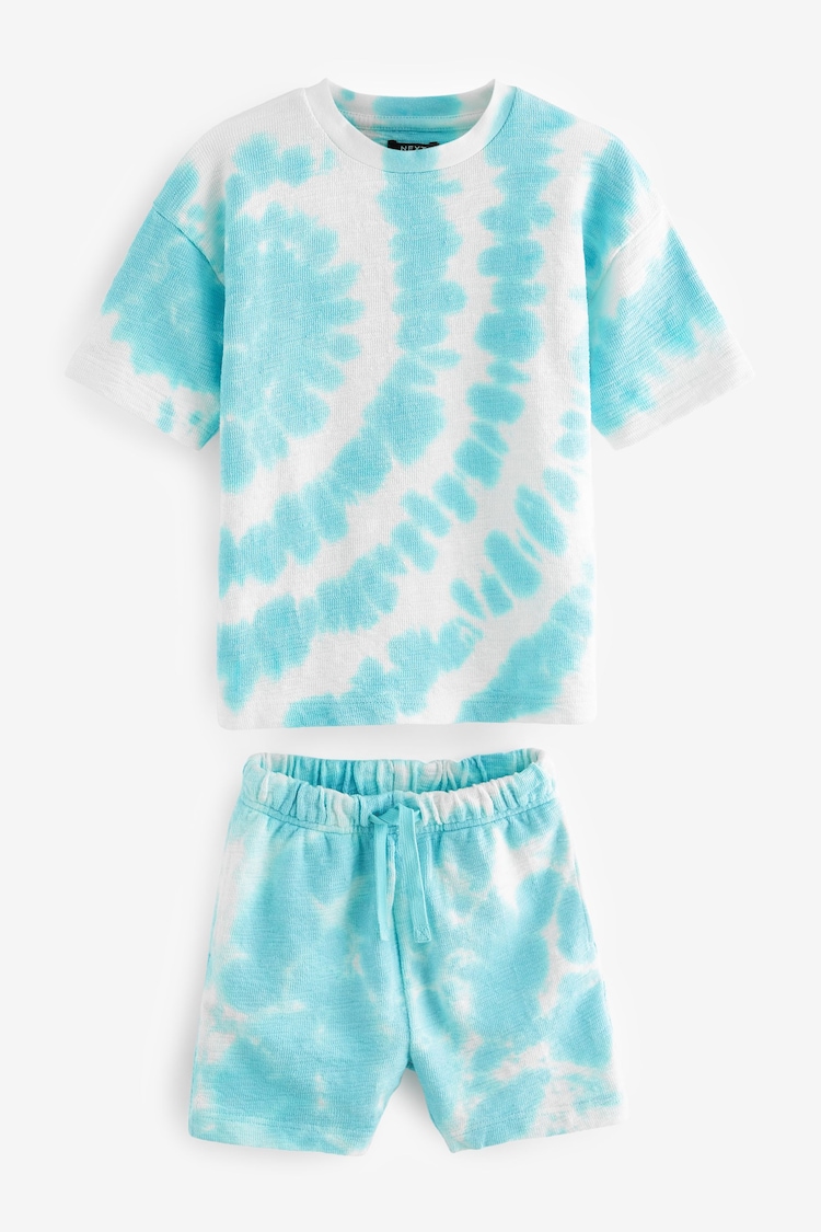 Blue Tie Dye 100% Cotton T-Shirt And Shorts Set (3mths-7yrs) - Image 1 of 1