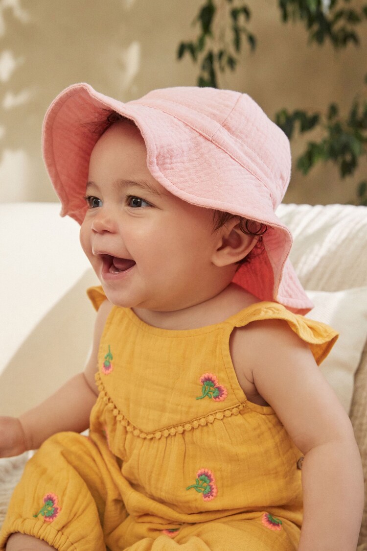 Pink Baby Wide Brim Crinkle Hat (0mths-2yrs) - Image 1 of 1