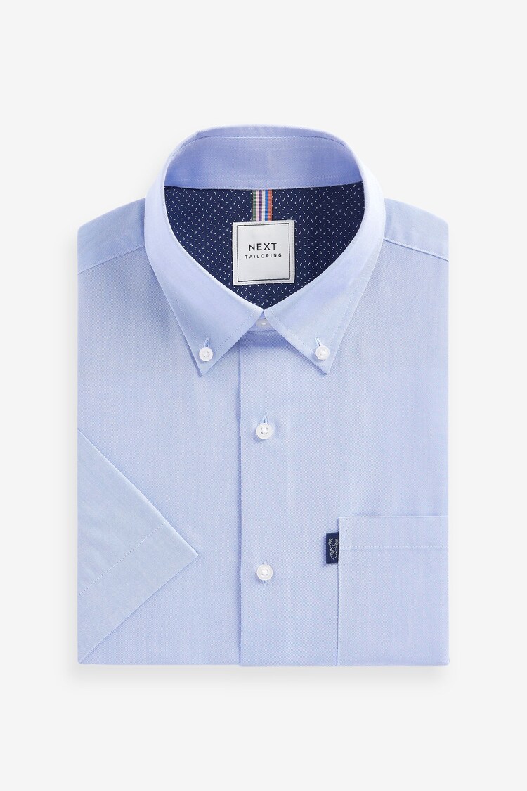 Pale Blue Regular Fit Short Sleeve Easy Iron Button Down Oxford Shirt - Image 1 of 1