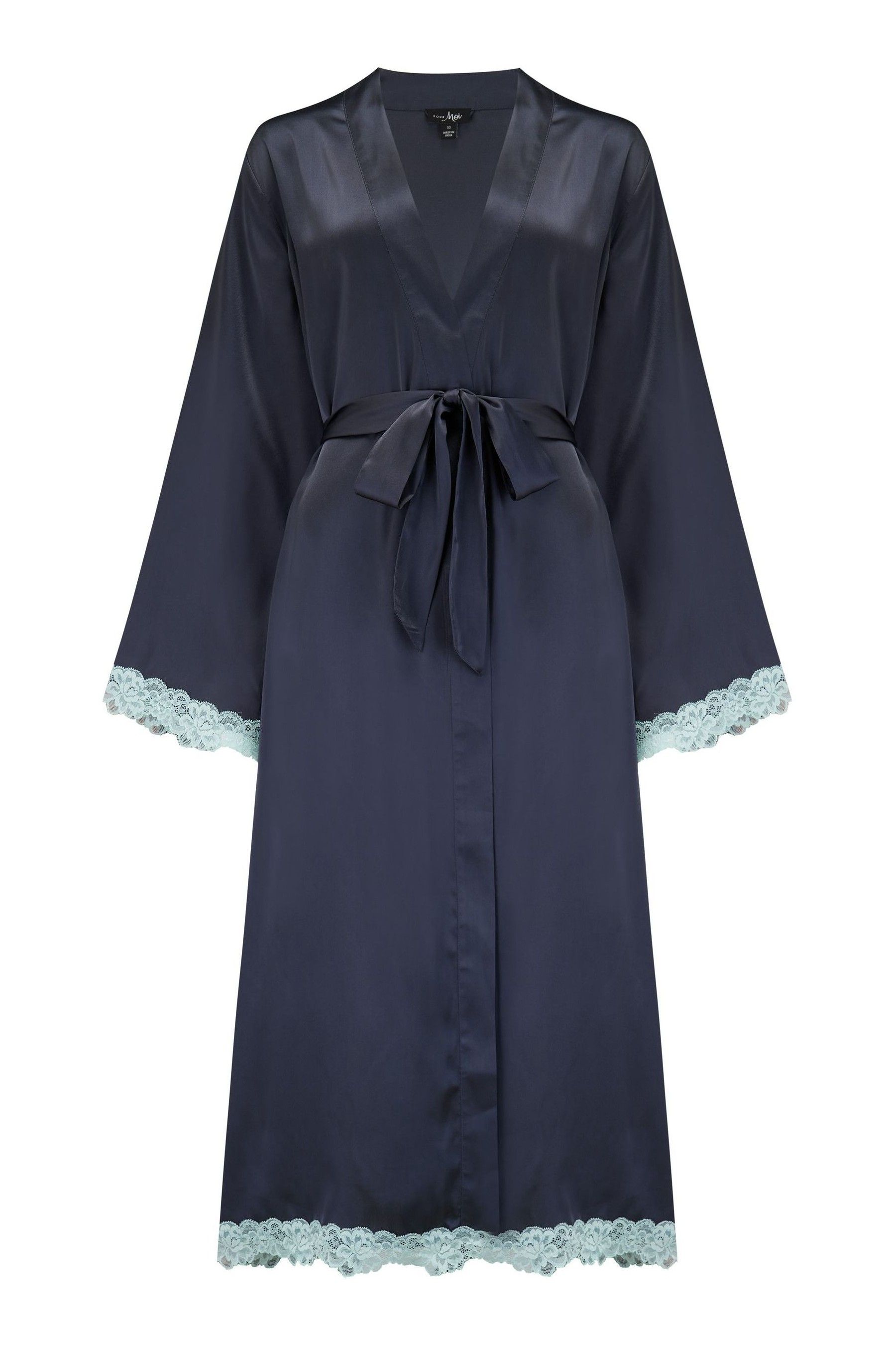 Buy Pour Moi Grey Dusk Satin and Lace Kimono Sleeve Gown from the Next