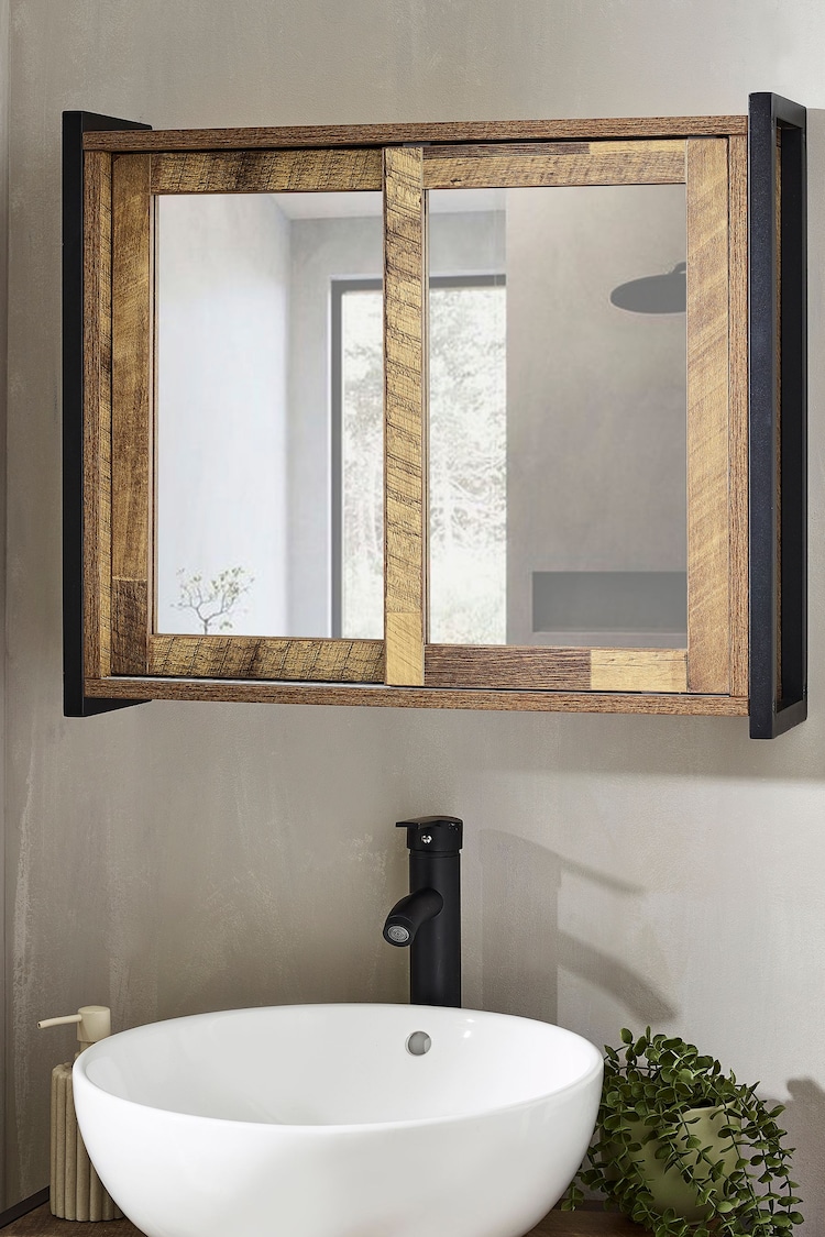 Natural Bronx Sliding Door Double Mirror Cabinet - Image 1 of 1