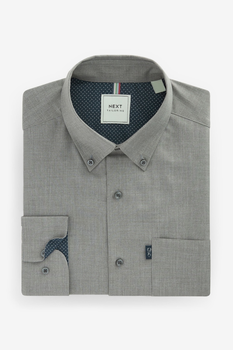 Grey Marl Regular Fit Button Down Easy Iron Oxford Shirt - Image 1 of 1