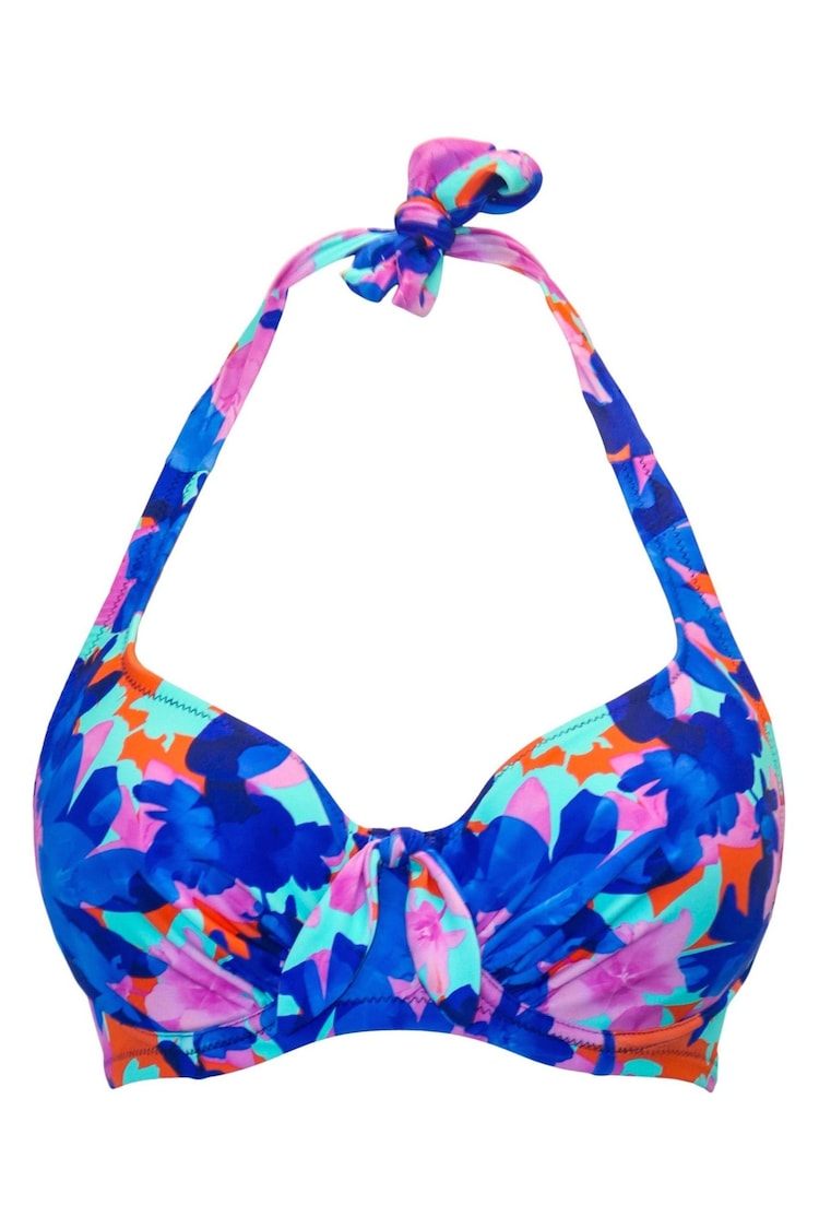 Pour Moi Blue Multi Floral Halterneck Heatwave Bikini Top - Image 1 of 1