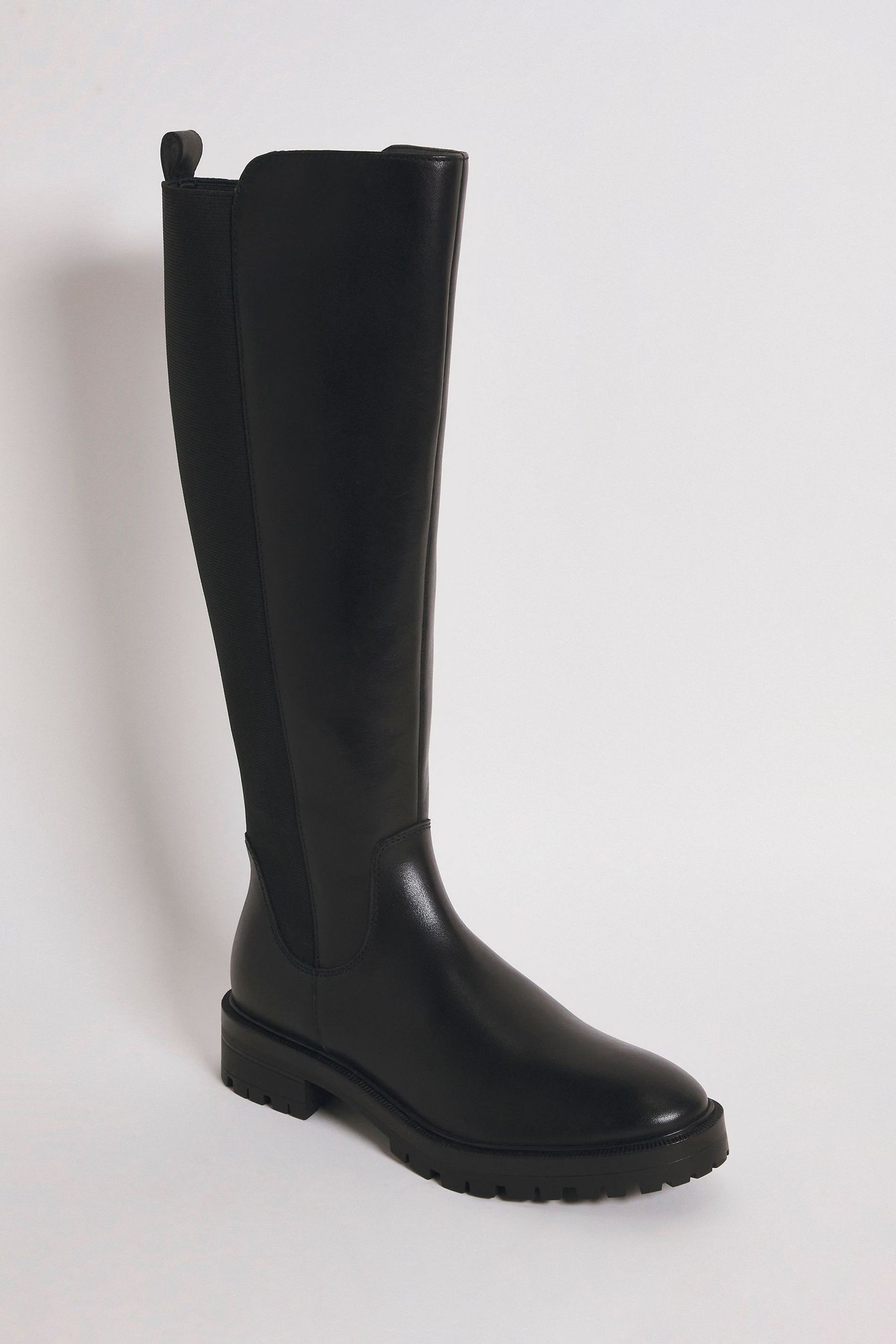 Buy JD Williams Extra Wide Fit Leather High Leg Black Boots With Back