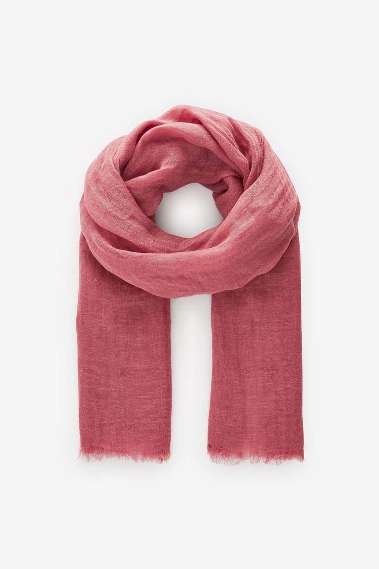 Pink 100% Linen Lightweight Scarf - Image 1 of 1