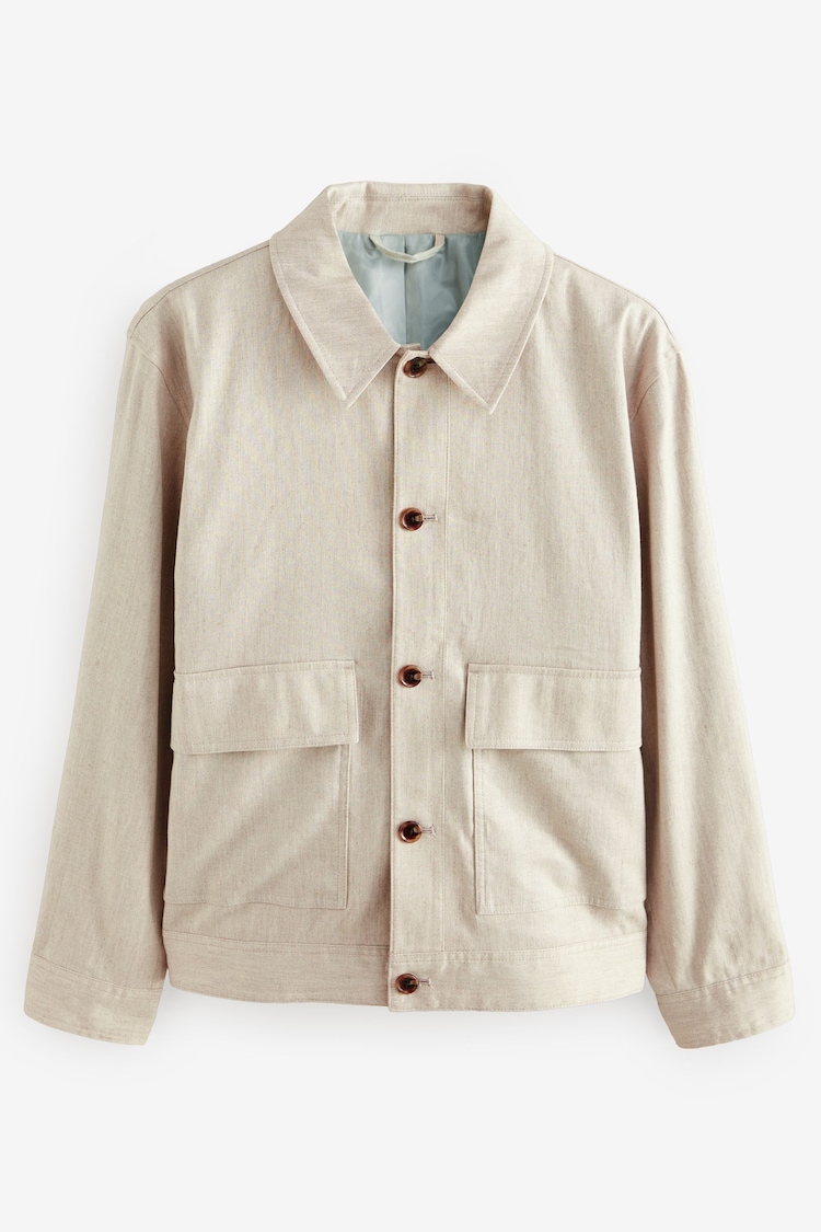 Neutral EDIT Linen Rich Smart Shacket - Image 1 of 1