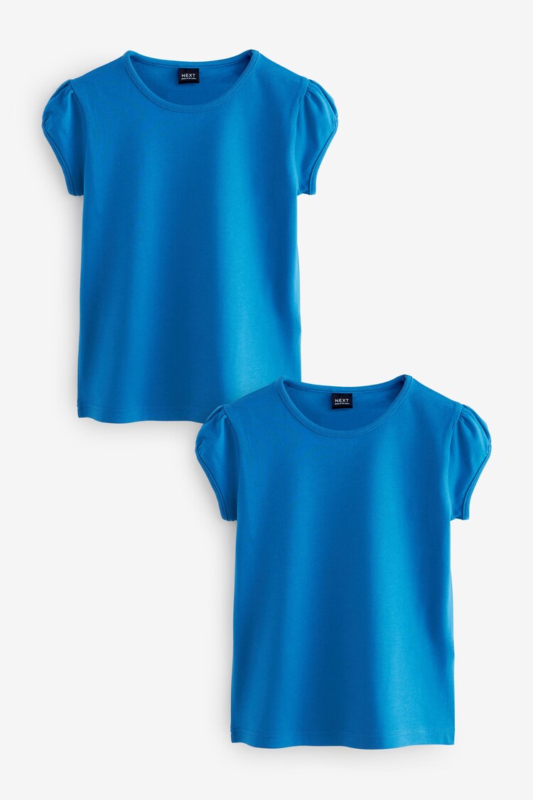Blue Puff Sleeve 100% Cotton T-Shirts 2 Pack (3-16yrs) - Image 1 of 1