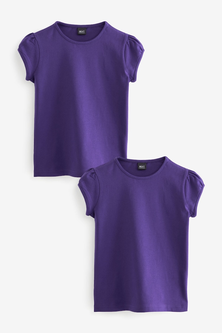 Purple Puff Sleeve 100% Cotton T-Shirts 2 Pack (3-16yrs) - Image 1 of 1
