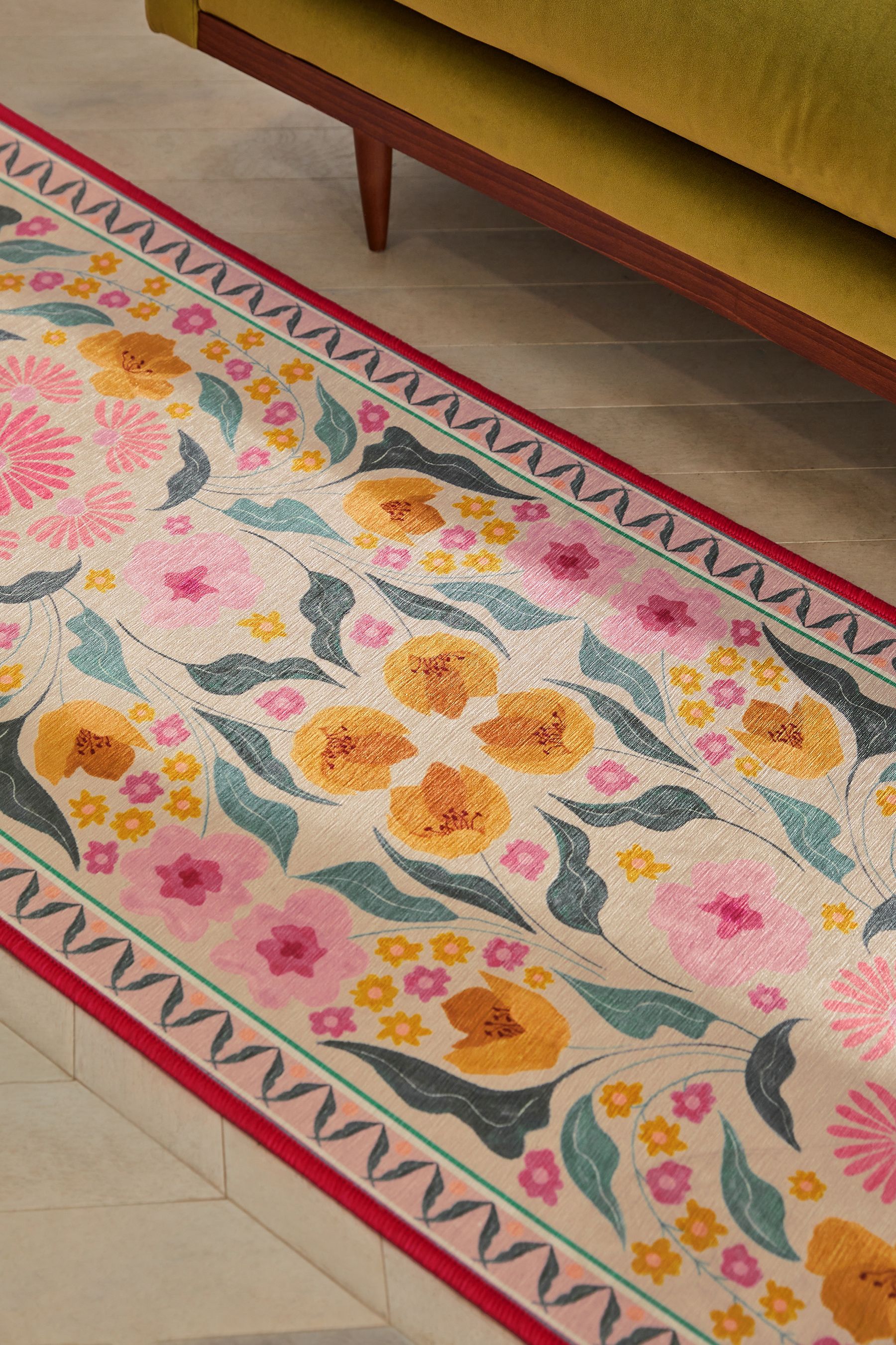 Buy Pink Washable Bettie Floral Runner from Next Ireland