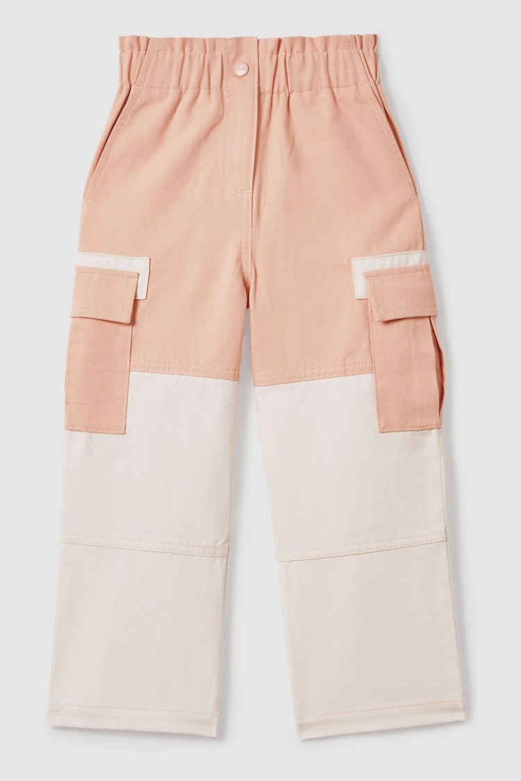 Reiss Pink Adalia 13-14 yrs Colourblock Elasticated Cargo Jeans - Image 1 of 1