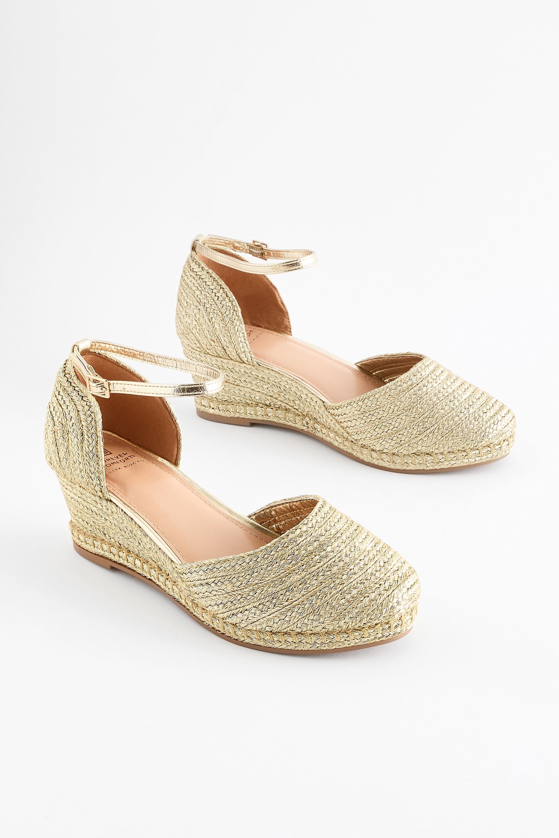 Buy Gold Forever Comfort Closed Toe Wedges from Next Luxembourg